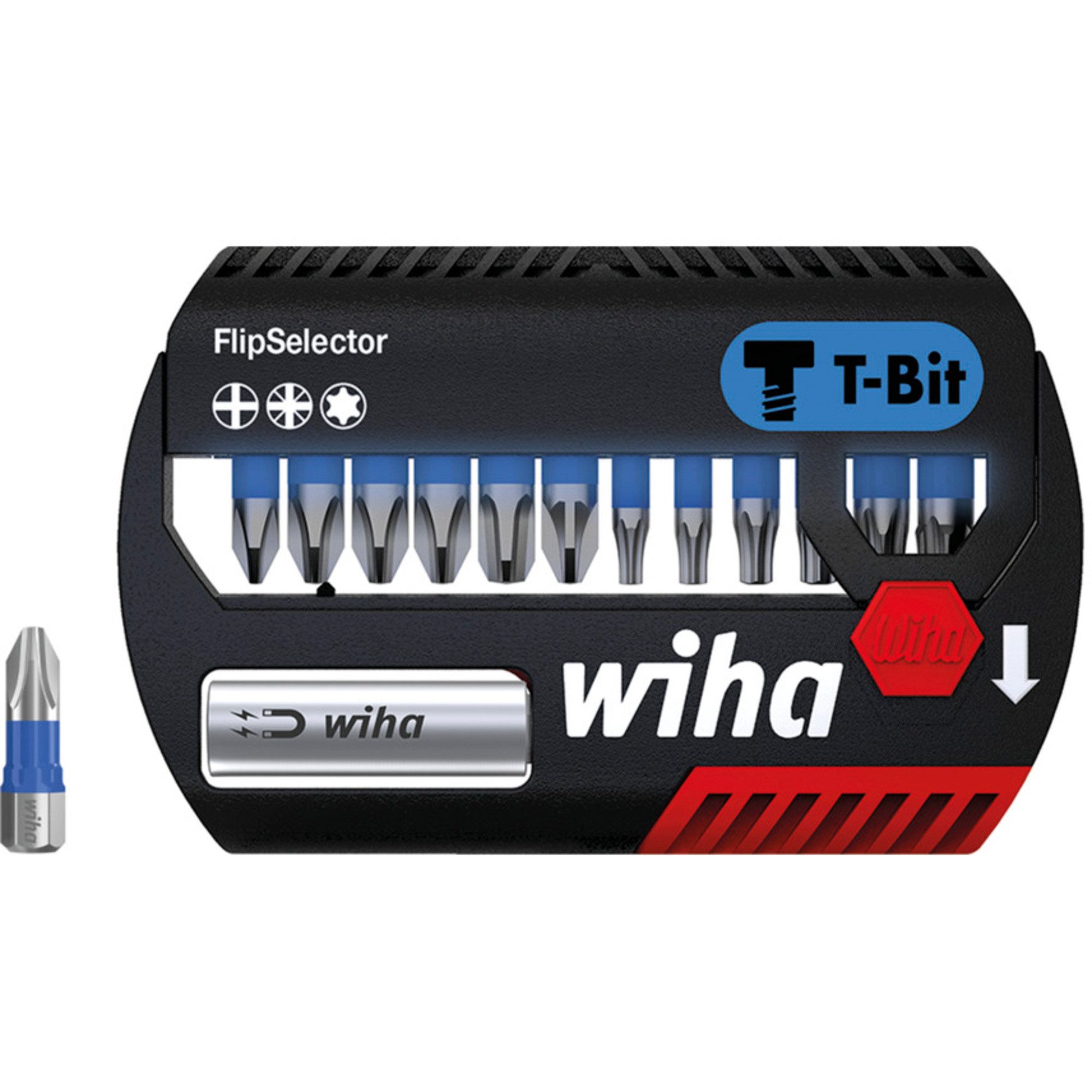 Bohrer- und Bitset Wiha Bit-Satz FlipSelector T-Bit 25mm, 13-teilig
