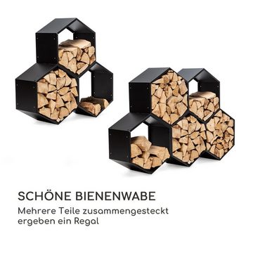 blumfeldt Feuerschale Hexawood Black, (ansehnlich moderner Holzspeicher in Hexagon-Form)