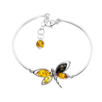 OSTSEE-SCHMUCK Armband - Schmetterling - Silber 925/000 - Bernstein (1-tlg)