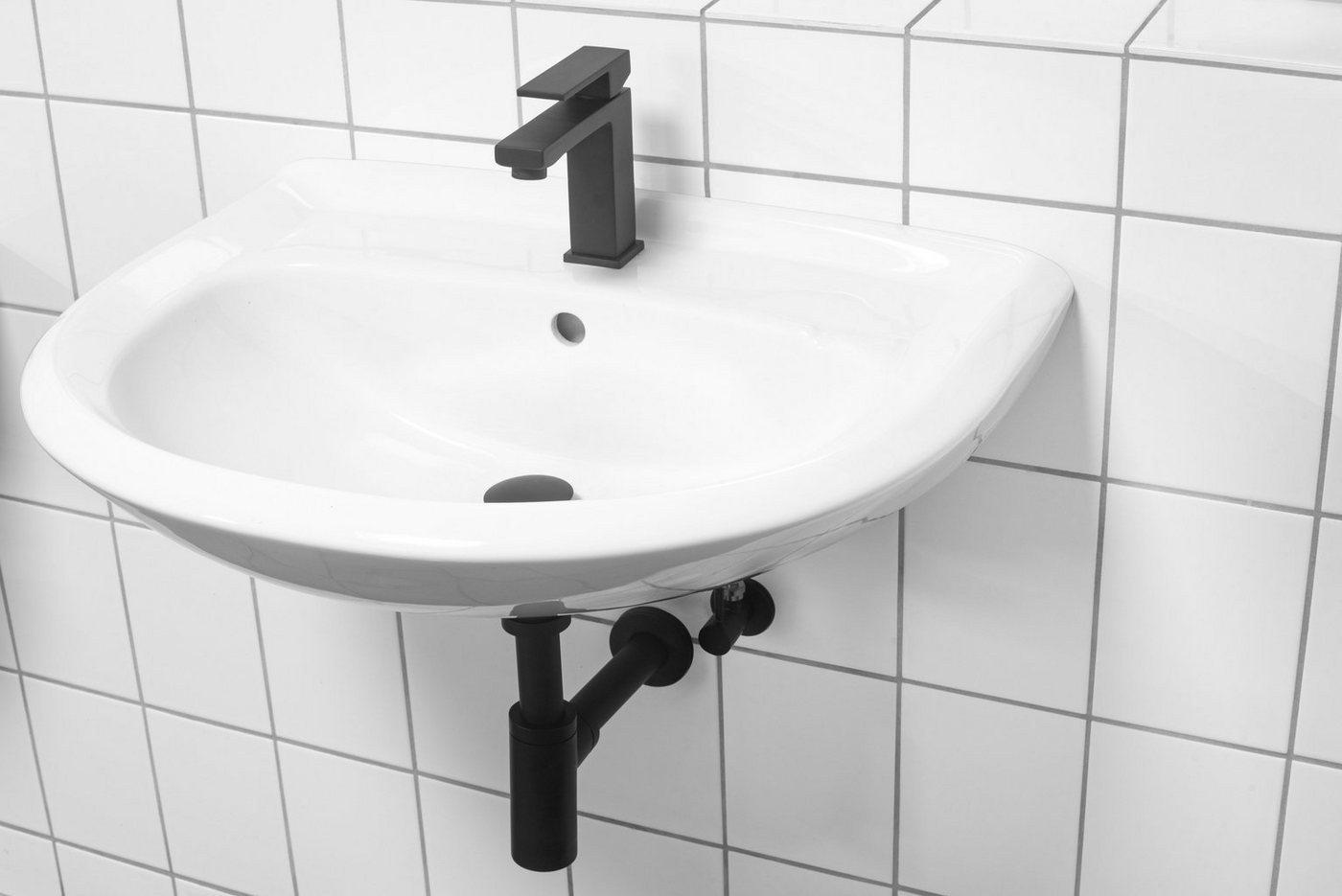Thumbnail - CORNAT Siphon Tassen - Geruchsverschluss, (mit Verstell- und Wandrohr), aus Metall, inkl. Rosette