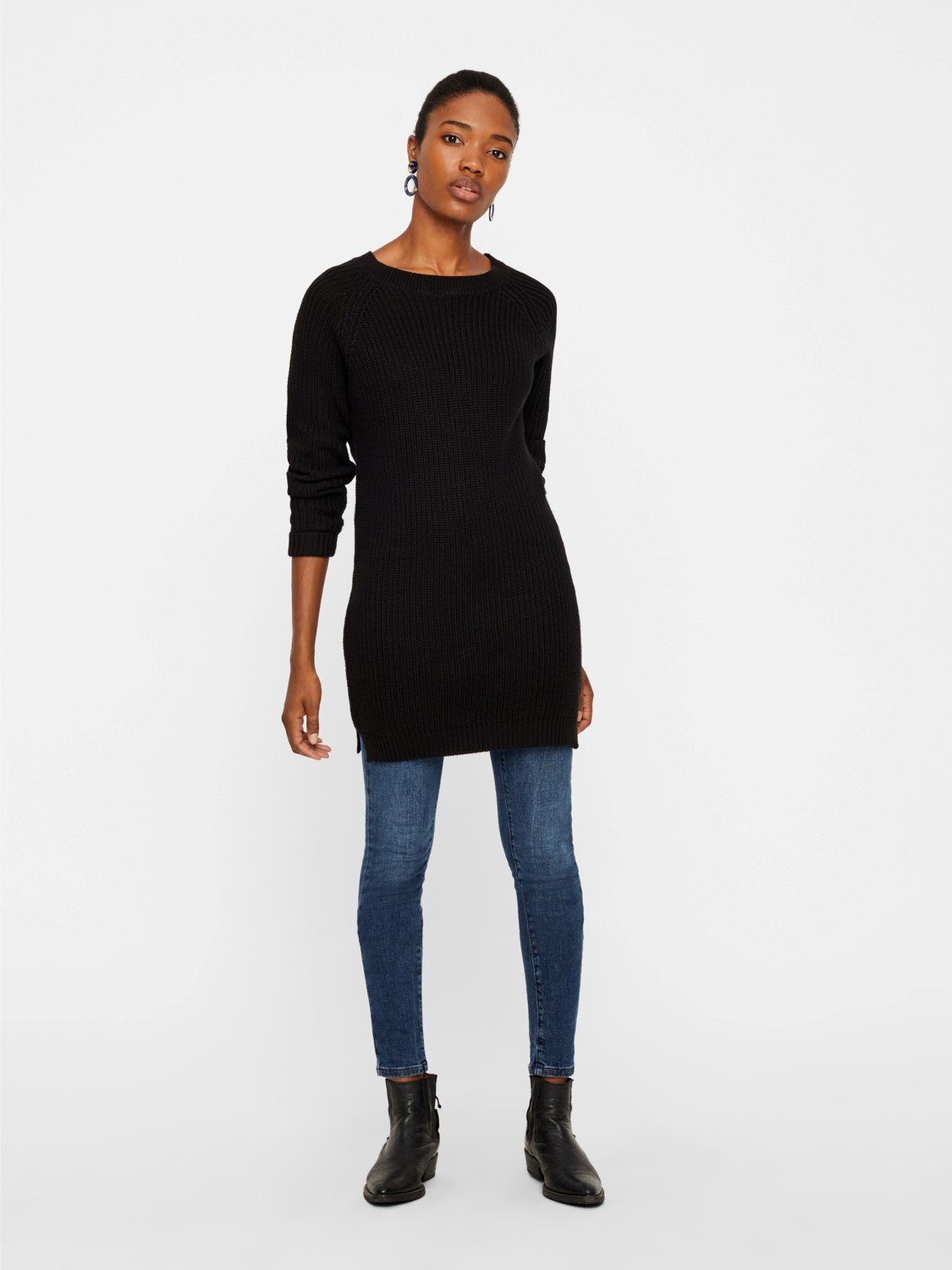 Noisy may Shirtkleid Langarm Strick NMSIESTA Legeres Midi Dress (kurz, 1-tl günstig online kaufen