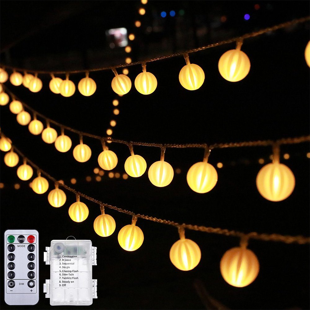 MUPOO Warmes LED-Lichterkett, Weiß, 3/5/10M 20/40/80 LED-Lichtervorhang 8Modi Fernbedienung,Timer Batterie LED Mit Leds IP65 Wasserdicht Dekolicht