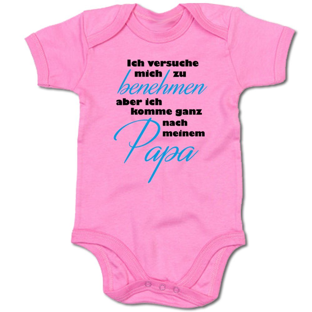 G-graphics Kurzarmbody Ich versuche mich zu benehmen, aber komme ganz nach meinem Papa Baby Body mit Spruch / Sprüche / Print / Motiv