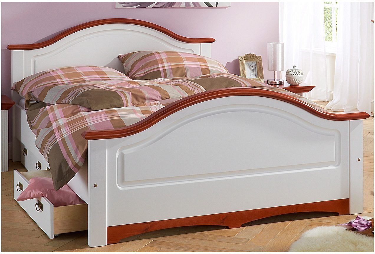 OTTO home Massivholzbett Konrad, hohe Belastbarkeit! FSC® zertifiziertes Massivholz (Breite/Belastbarkeit 180cm/220 KG, 140cm/180 KG), aus massivem Kiefernholz, FSC®-zertifiziert, INKLUSIVE Rollrost