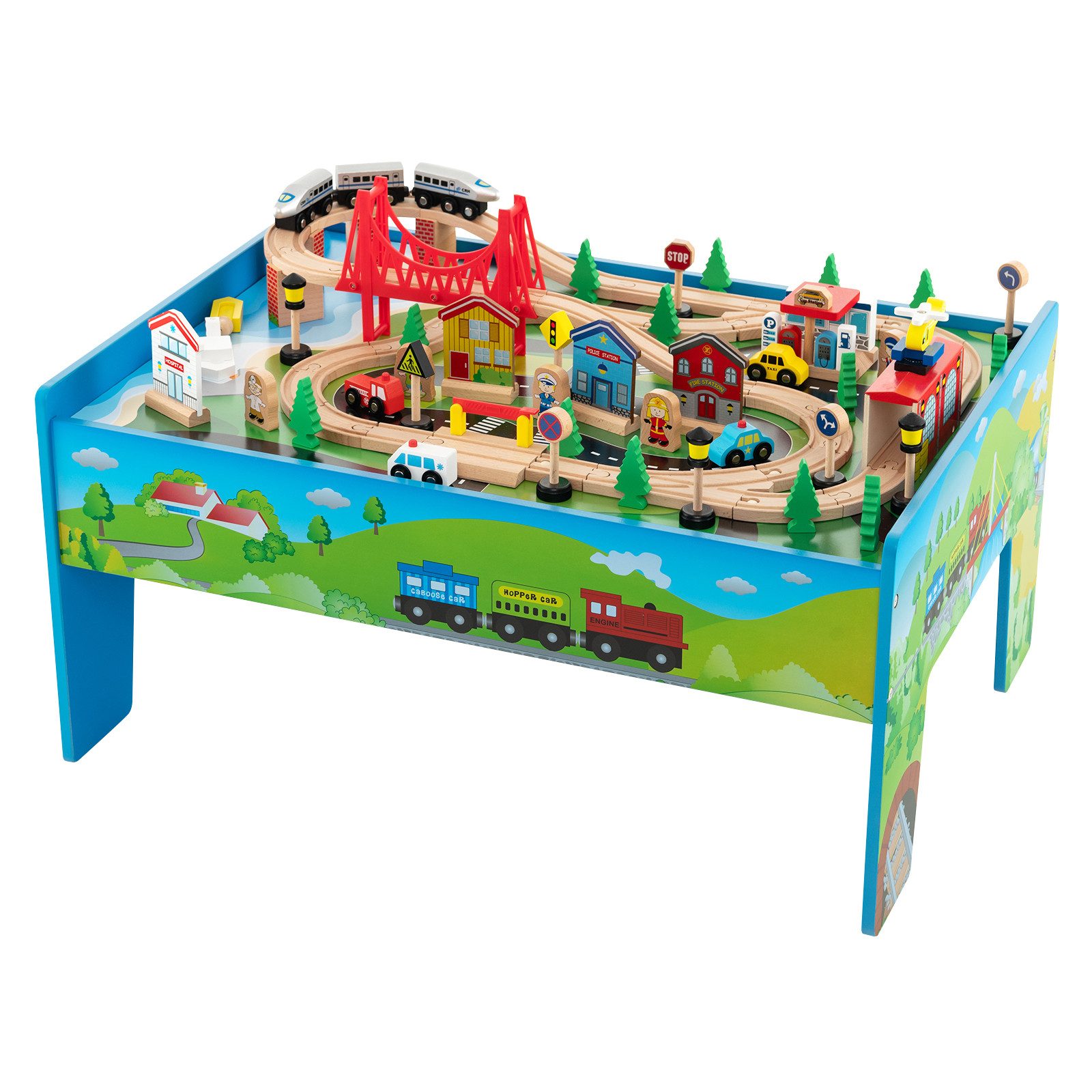 COSTWAY Spielzeug-Eisenbahn, (80-tlg), umkehrbar&abnembar, Holz günstig online kaufen