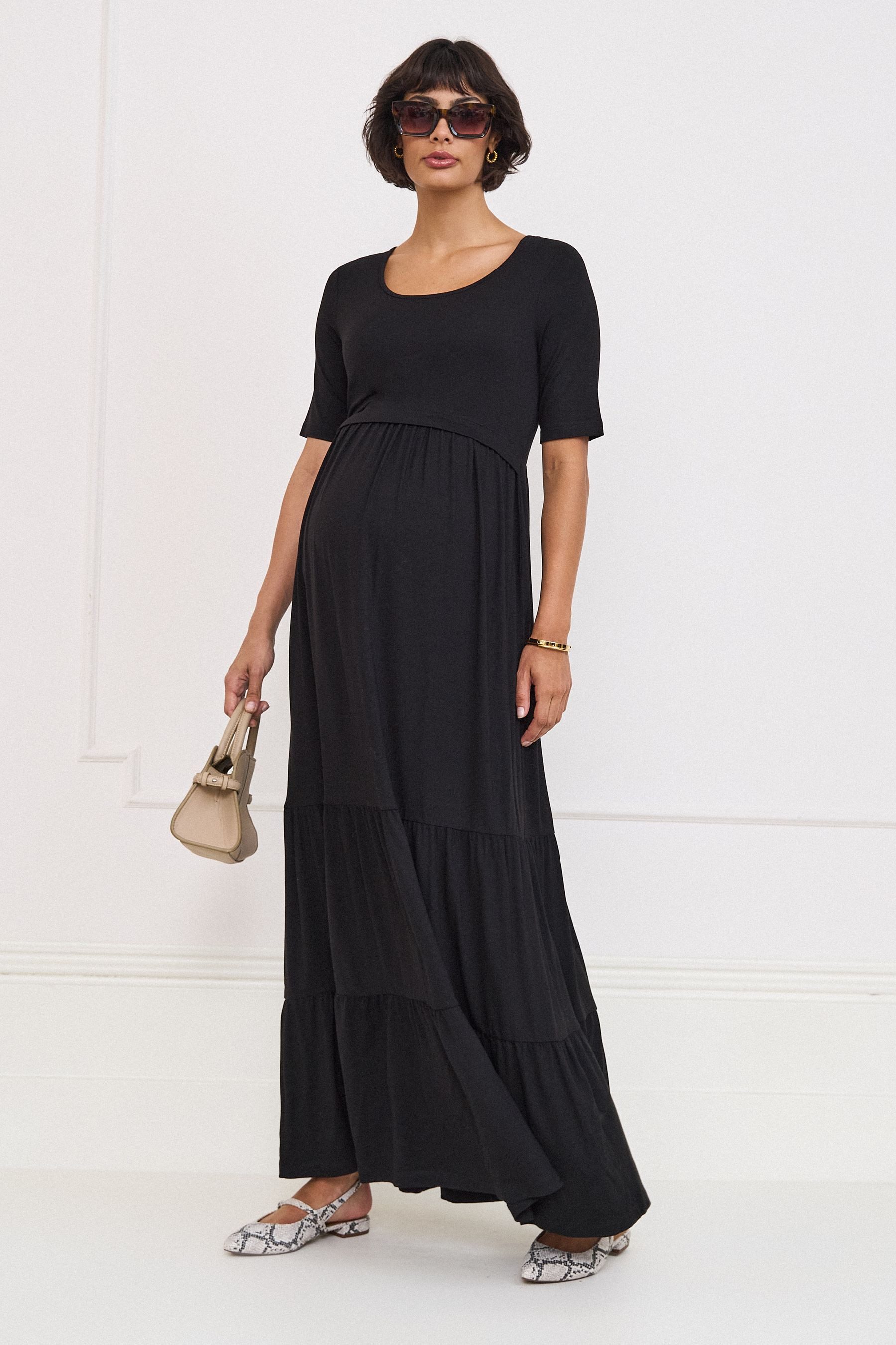 Seraphine Midikleid Seraphine gestuftes Still-Midikleid, Umstandsmode (1-tlg)