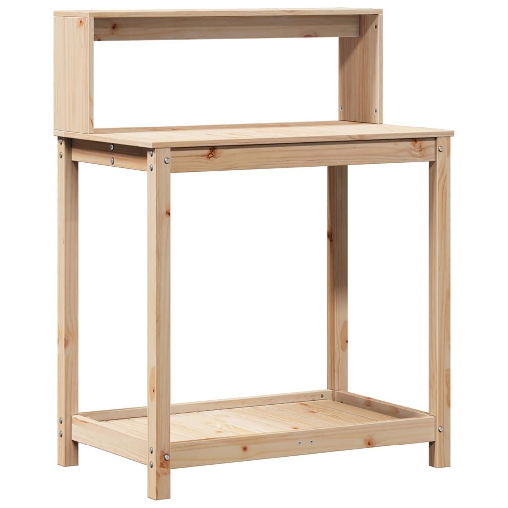 vidaXL Pflanztisch natur Pflanztisch mit Ablagen 82,5x50x109,5 cm Massivholz Kiefer