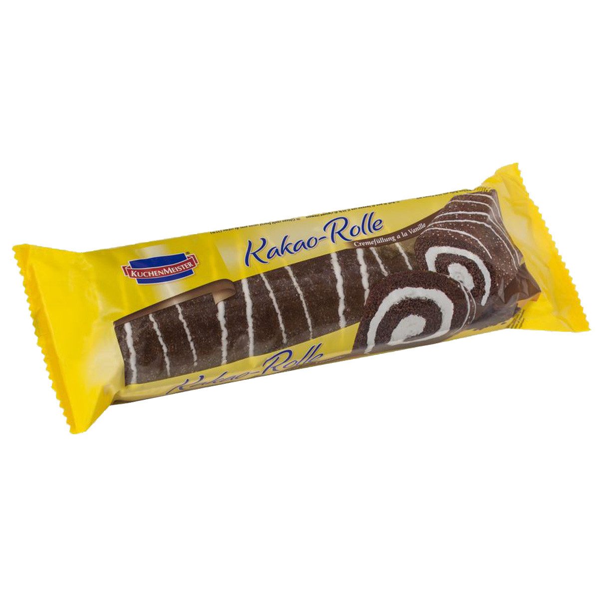 KuchenMeister Kuchen, KuchenMeister Kakao Rolle mit Vanillecreme Füllung und Fettglasur 400g