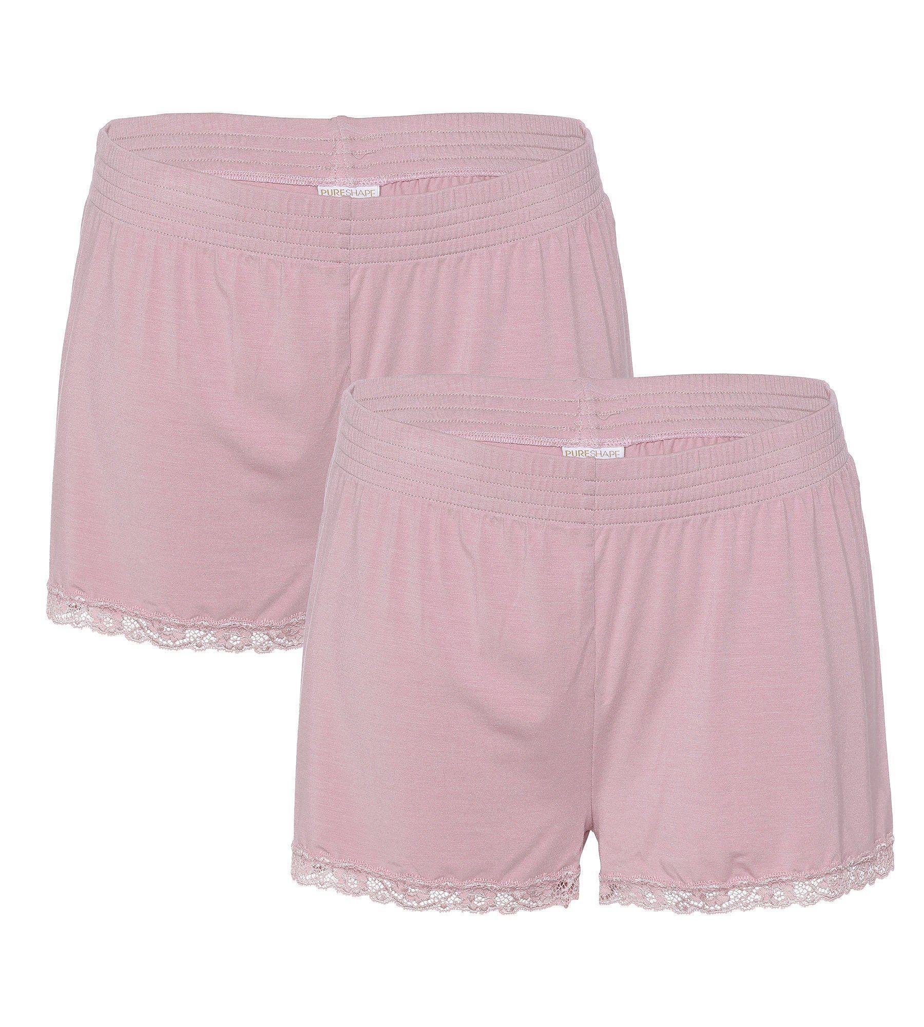 elastisch Shorty Shape (Packung, mit Pure 2-teilig) Spitzendetails Pyjama rosé