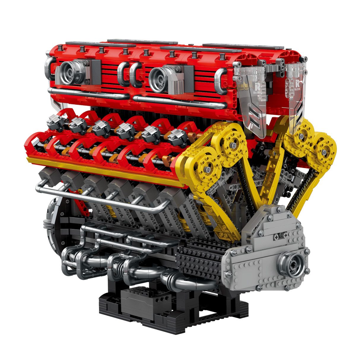 Reobrix 33017 Spielbausteine, (Konstruktionsspielzeug, 4719 St., Bauset mit 4719 Teilen), Großformatiges V12 Motor Displaymodell