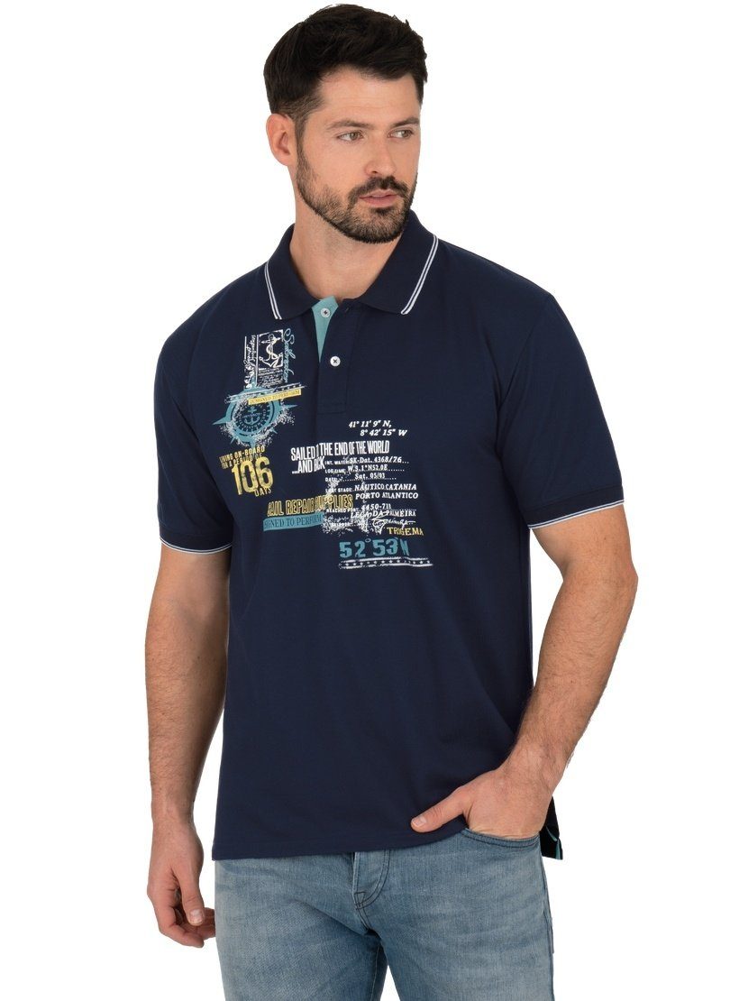 Trigema Poloshirt TRIGEMA Poloshirt mit maritimem Druckmotiv navy | Poloshirts