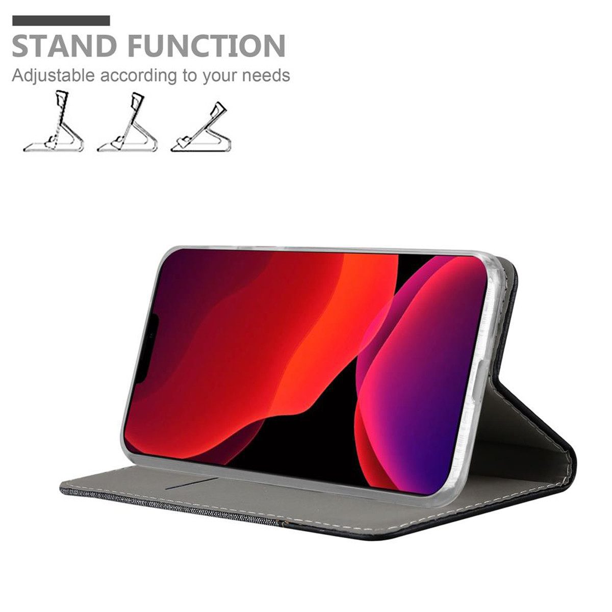 Cadorabo Handyhülle für iPhone 12 MINI Hülle Apple iPhone 12 MINI, Klappbare Handy Schutzhülle - Hülle - mit Standfunktion und Kartenfach