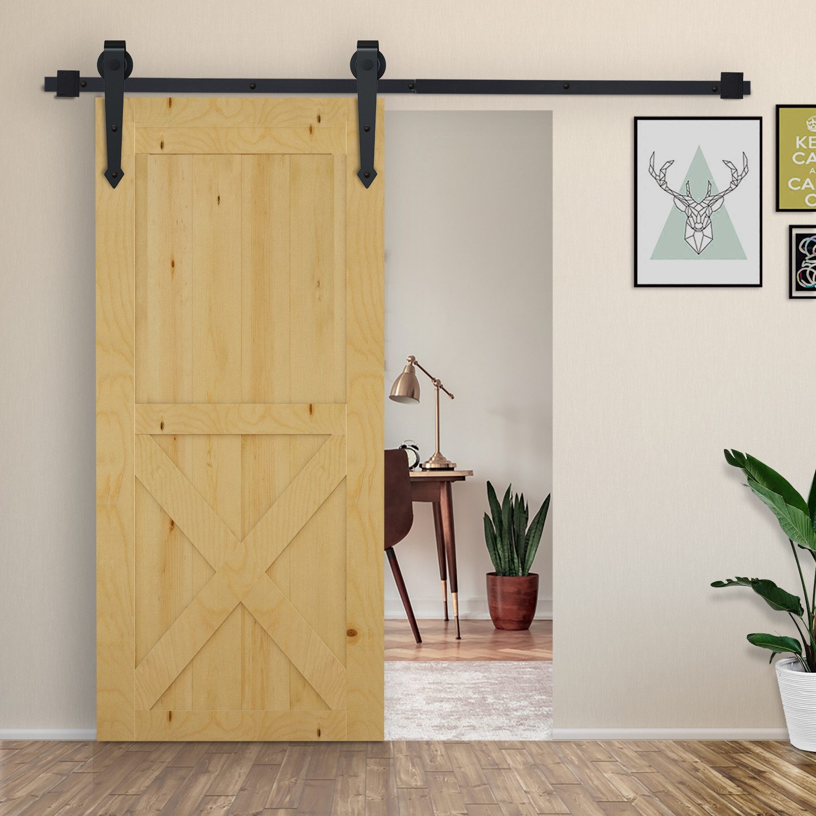 HOMCOM Türbeschlag Schiebetüren-Beschlagsatz 200 cm (Komplett-Set, günstig online kaufen
