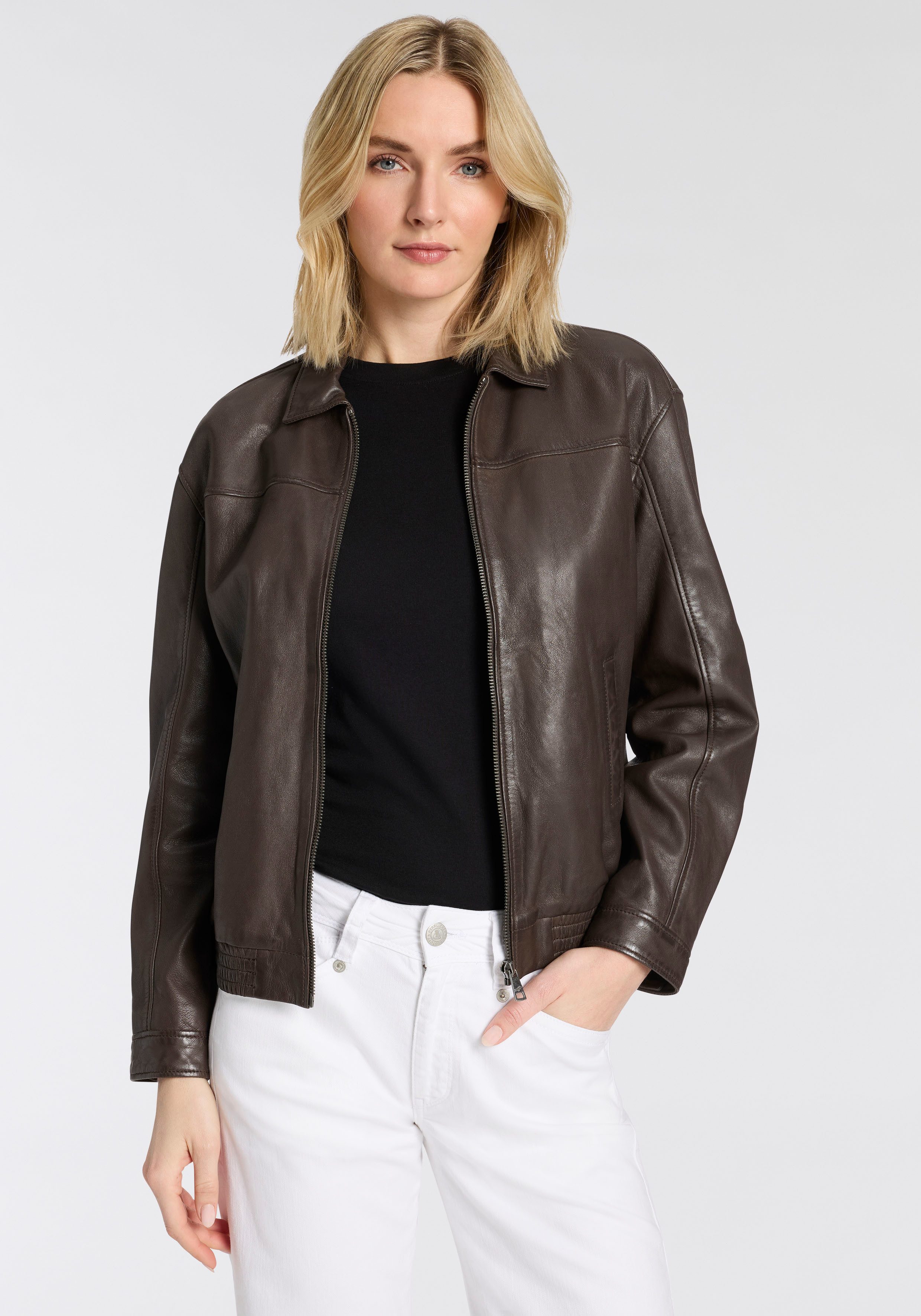 Mauritius Lederjacke MWTylli OS OT mit Elastikbund