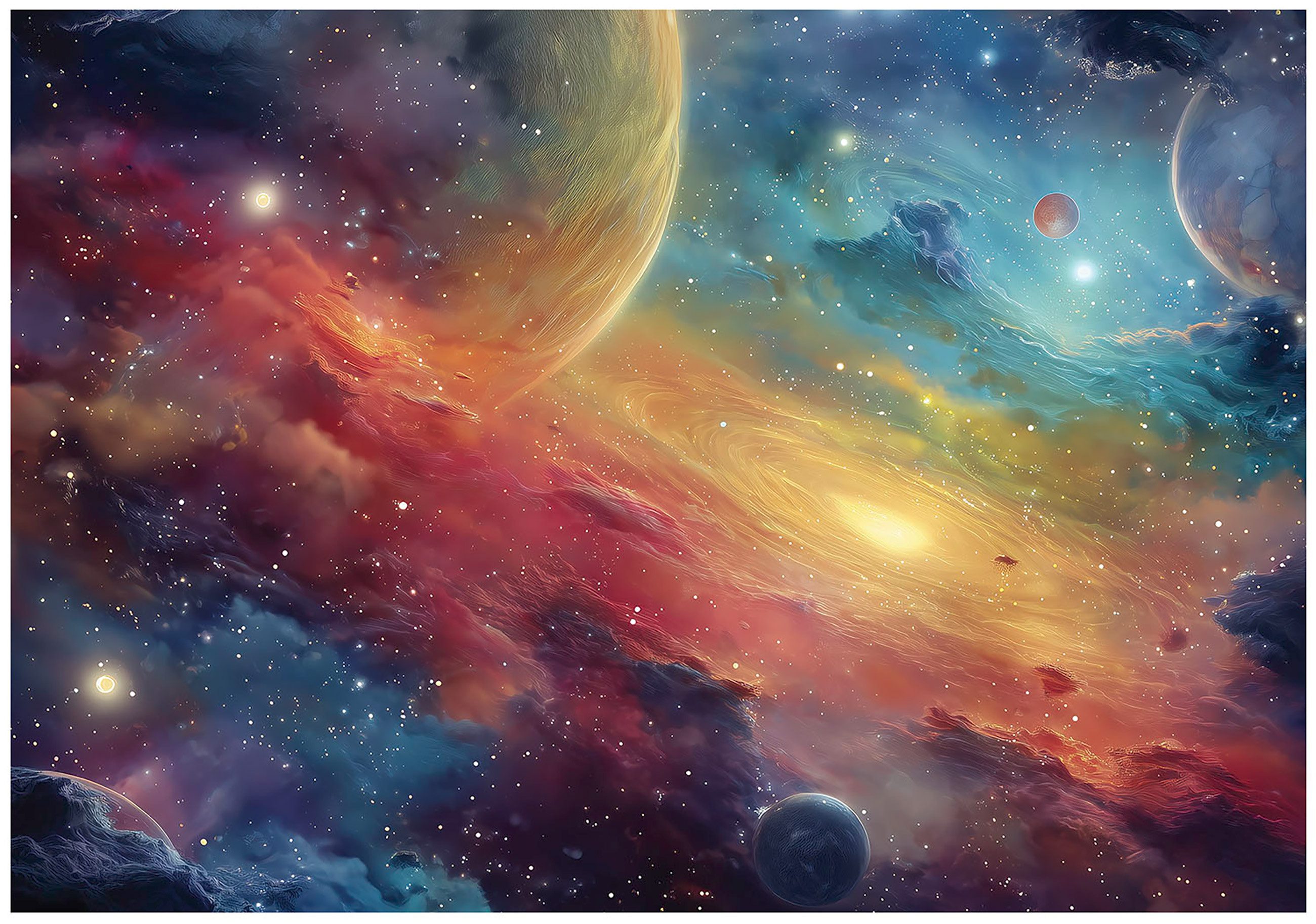 Wallarena Fototapete Kinderzimmer Weltraum Planeten Rot Kinder Vlies Tapete Wandtapete, Glatt Vlies Washable, Weltraum, Planeten, Rot, Blau, (Packung, 2 St., Vlies Fototapete), Vliestapete Planeten Rot Kinderzimmer Tapete + Kleister Motivtapete