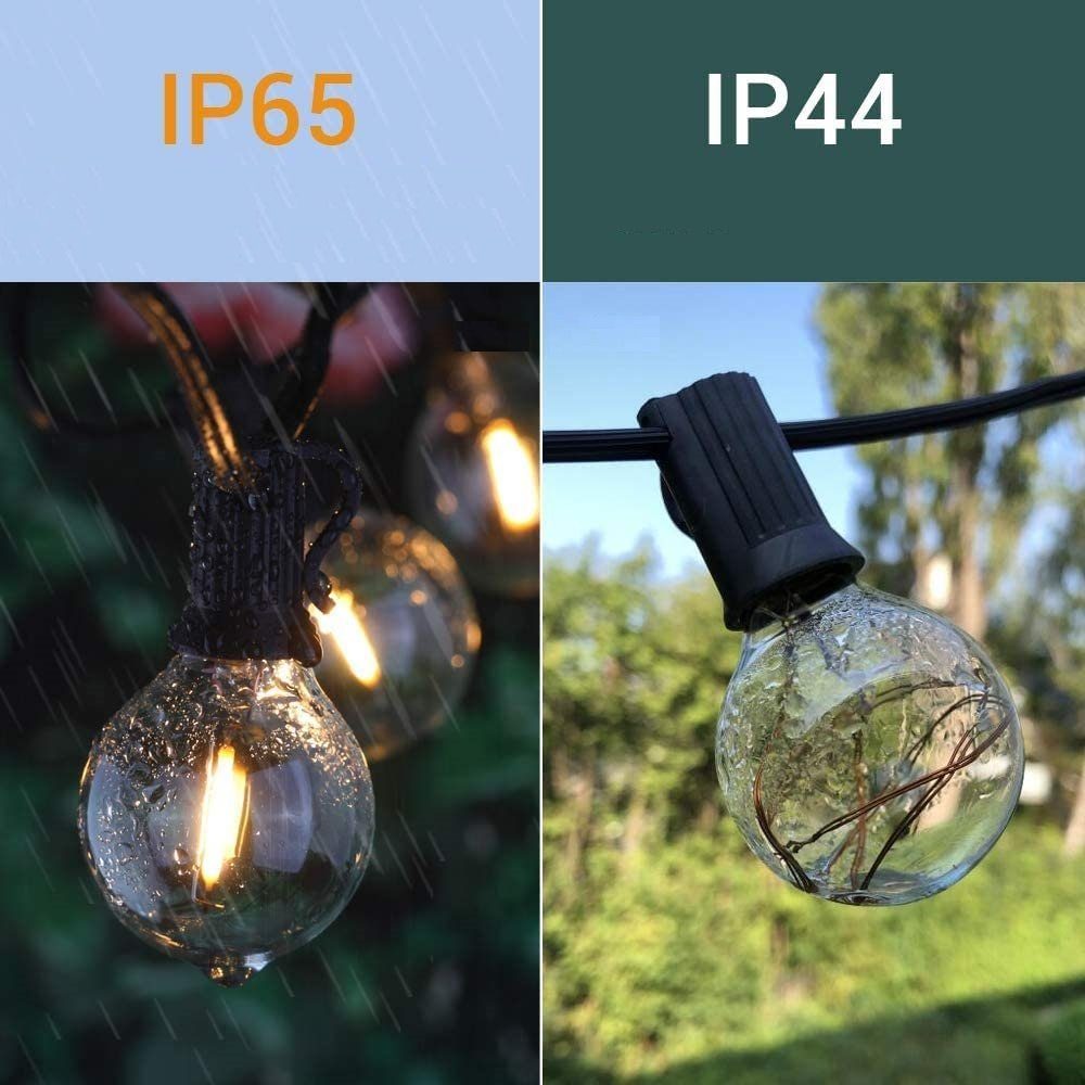 IP65 G45 Wasserdicht/2300k mit für Glühbirnen Garten, LED-Lichterkette 30-flammig, Lichterkette Glühbirnen, 33 12m Elegear