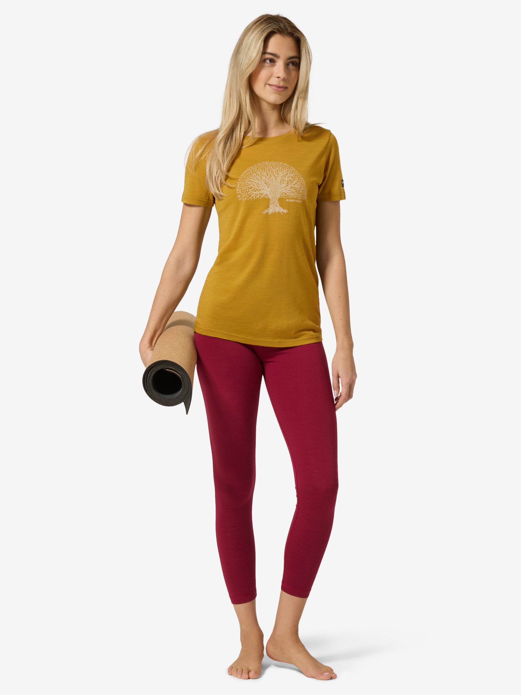 SUPER.NATURAL Print-Shirt Merino T-Shirt W TREE OF KNOWLEDGE TEE geruchshemmender Merino-Materialmix