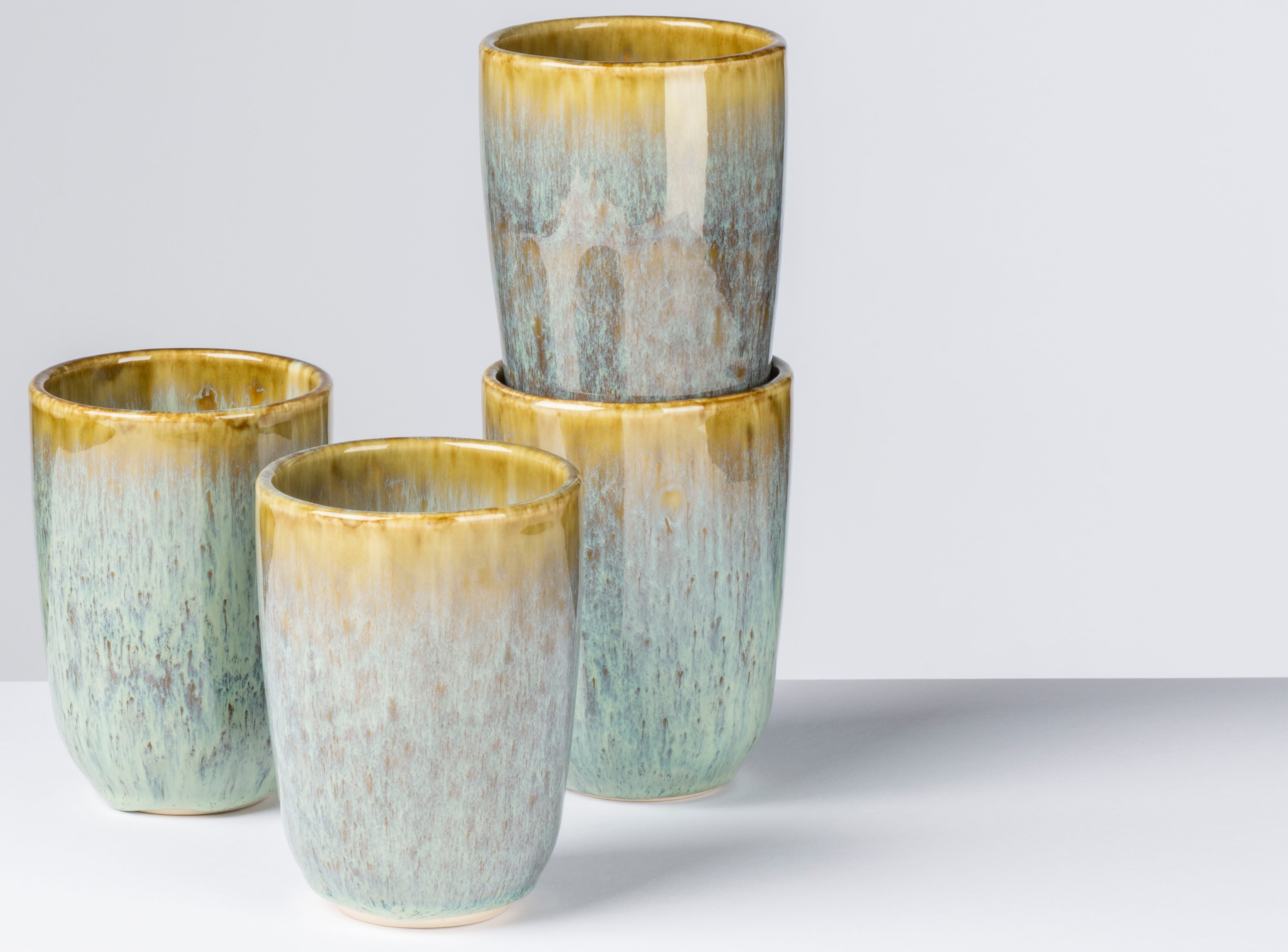 Gipfelstück Кружки Flussufer, 4-tlg., Steinzeug, außergewöhnlicher, visueller Farbverlauf, 350 ml, 4er Set