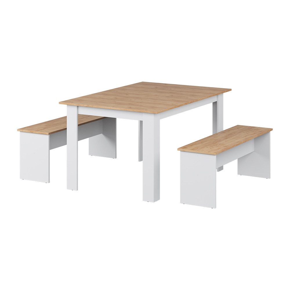 Vicco Sitzgruppe Sentio, Weiß/Goldkraft Eiche/Goldkraft Eiche, 137.6 x 92.8 cm mit ..., (3-tlg)