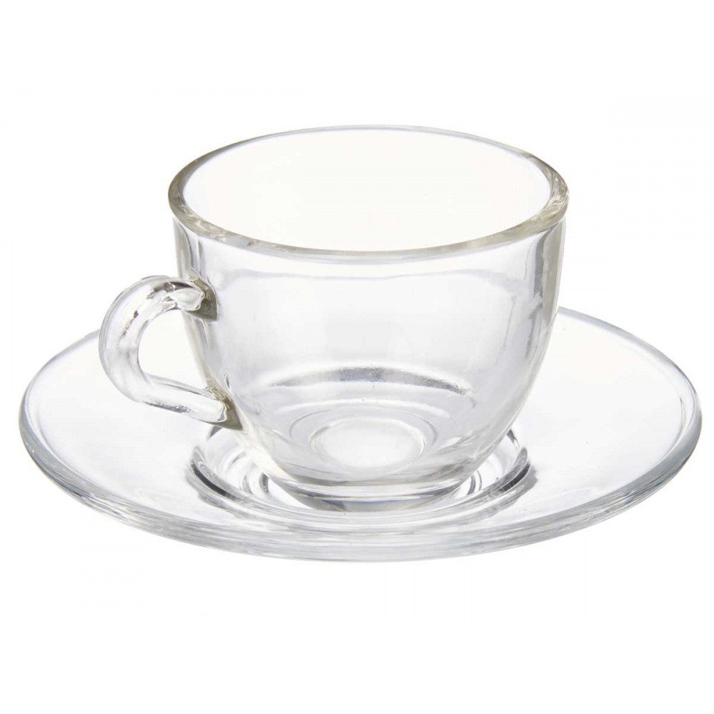 Vivalto Espressoglas Espresso Tassen 12 tlg Set Espressotassen Untertasse Mokka Gläser 85ml, Glas