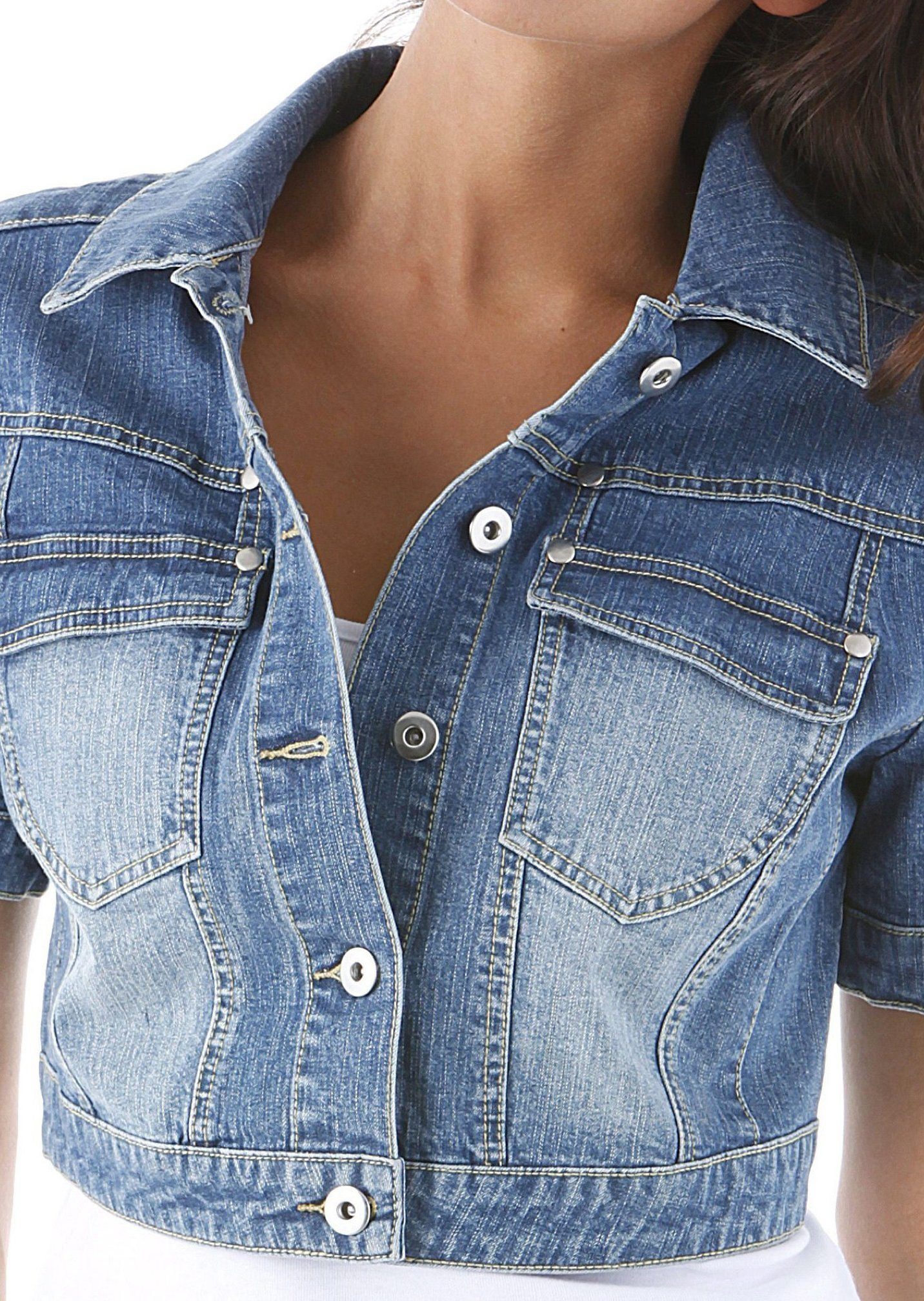 Aniston CASUAL Jeansjacke in Used-Washung günstig online kaufen