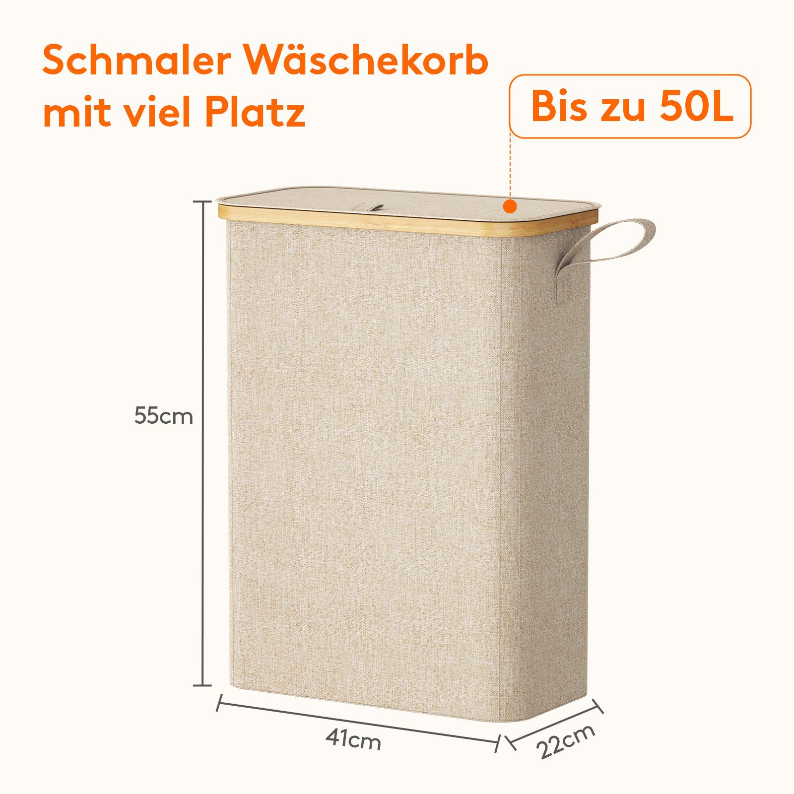 Lifewit Wäschebox Wäschekorb Schmal mit Deckel, Faltbarer Wäschesammler günstig online kaufen