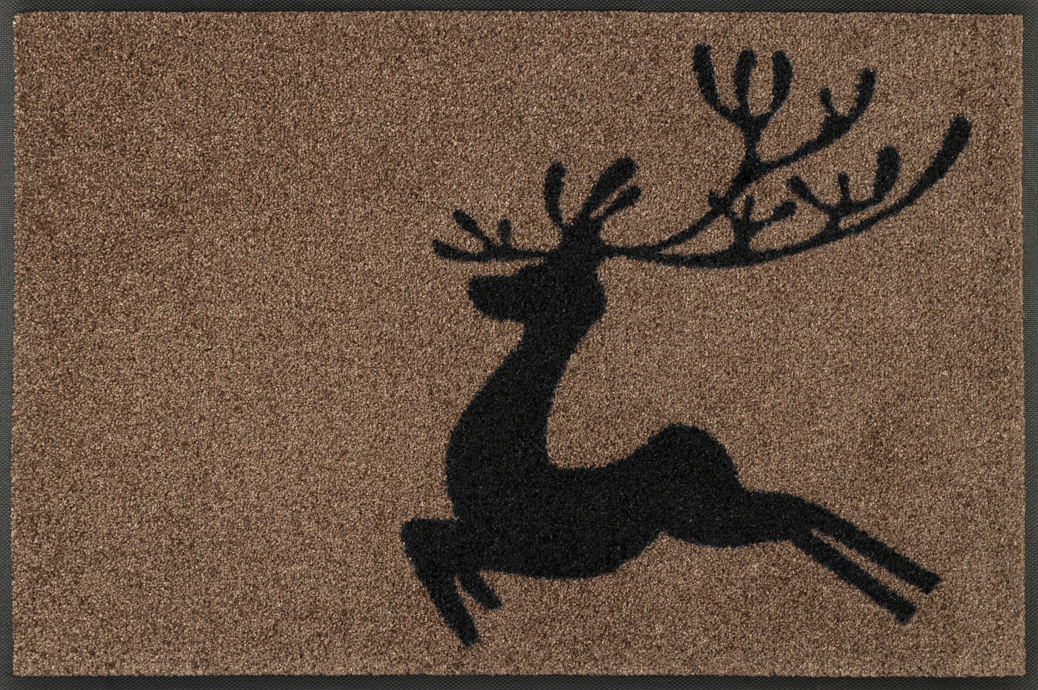 Fußmatte Jumping Deer, wash+dry Höhe: by Kleen-Tex, 7 mm rechteckig