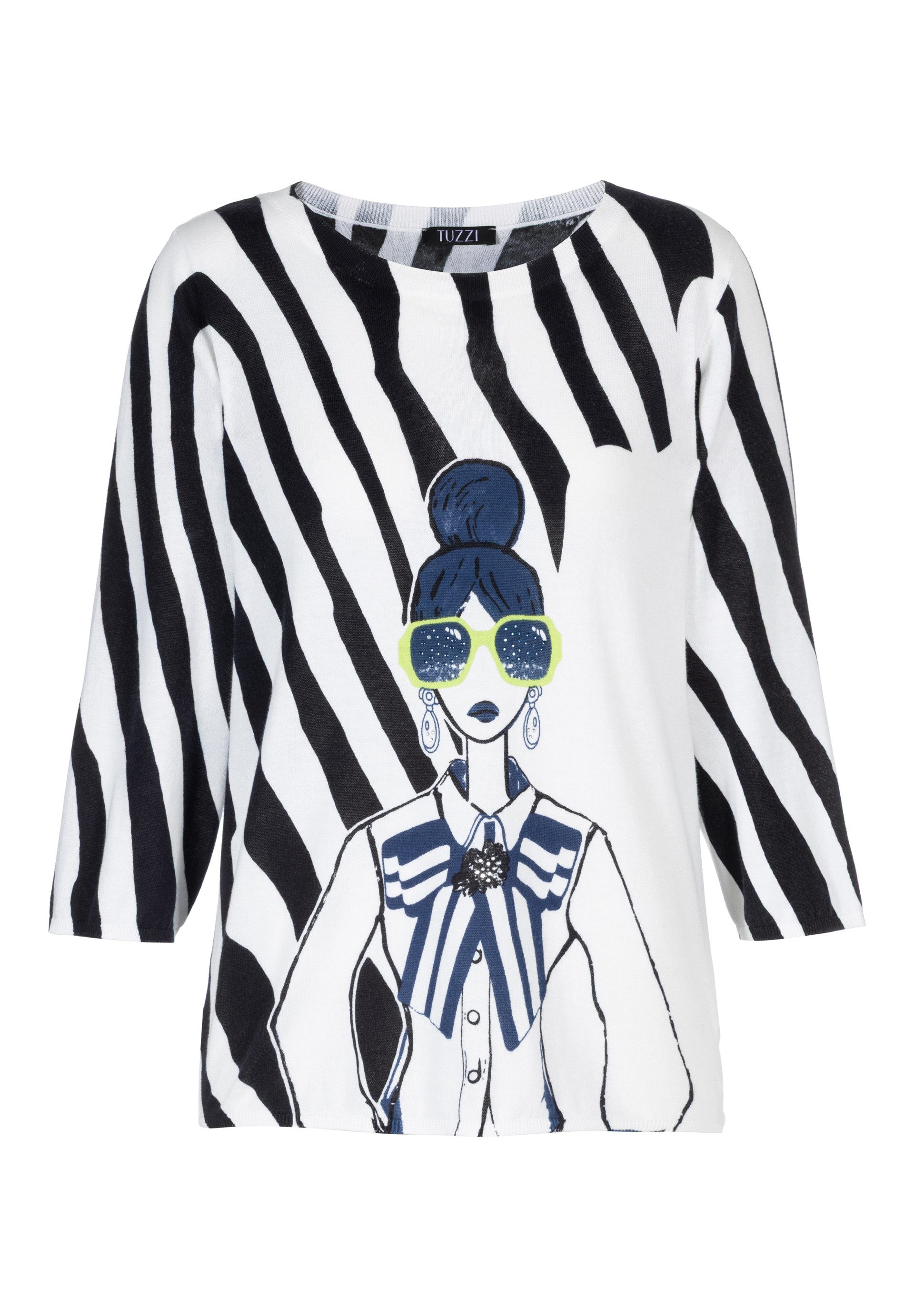 TUZZI Strickpullover Pullover DIVA STATE OF MIND mit Statement-Print günstig online kaufen