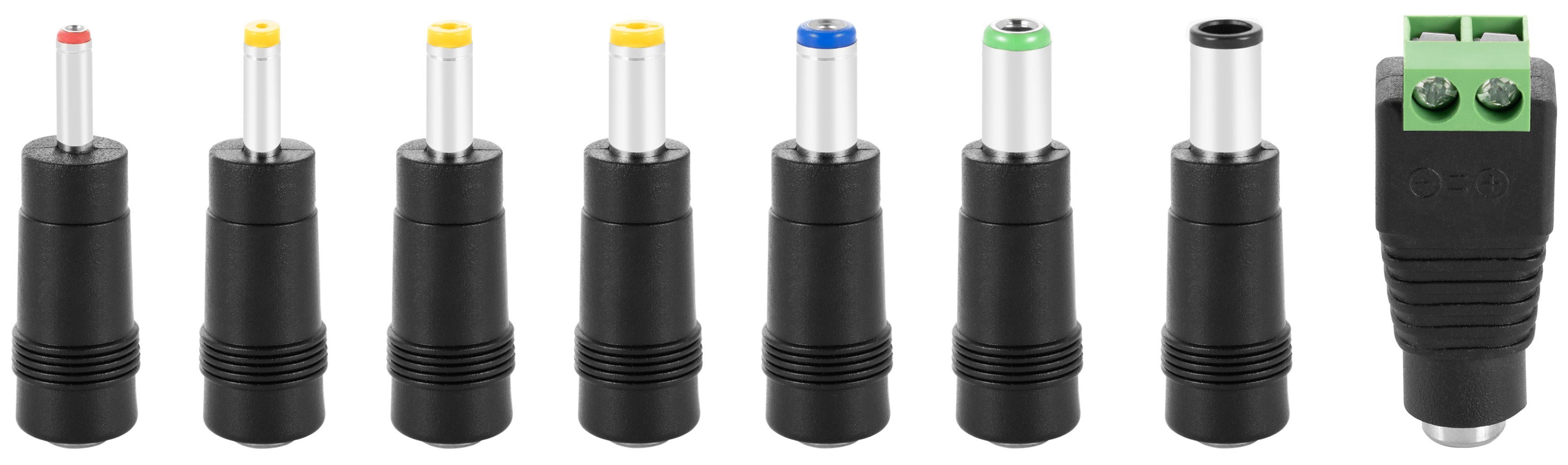 Poppstar Hohlstecker-Adapter AC DC Stecker-Set Universal-Netzteil (5,5x2,5mm auf 6,4x4,4 6,3x3 5,5x2,1/1,7 4,8x1,7 4x1,7 3,5x1,35 2-Pin)