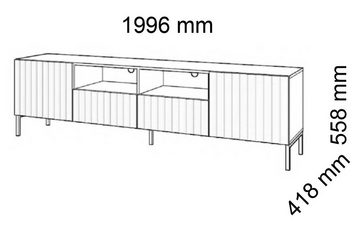Domando Lowboard Lowboard San Giulio M1, Breite 200cm, Push-to-open-Funktion, besondere Fräsoptik, goldene Füße