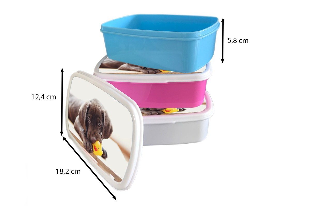MuchoWow Lunchbox Schokolade Mädchen Kunststoff, und Brotbox (2-tlg), und Retriever Kinder für weiß Brotdose, für Labrador Erwachsene, Jungs Welpe
