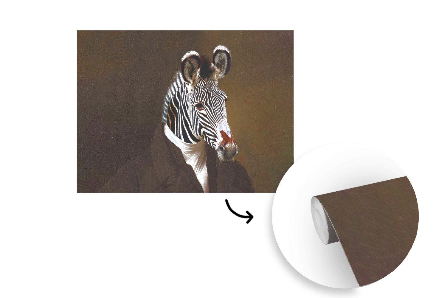Kinderzimmer, Wallpaper bedruckt, Wohnzimmer, Tapete Zebra für - Fototapete - Tierkopf, Vinyl MuchoWow (6 Malerei Schlafzimmer, Matt, St),