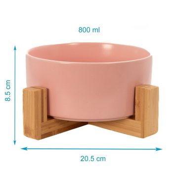 Intirilife Futternapf, Futternapf aus Keramik mit Gestell in Pink - Gesamt 20.5 x 8.5 cm