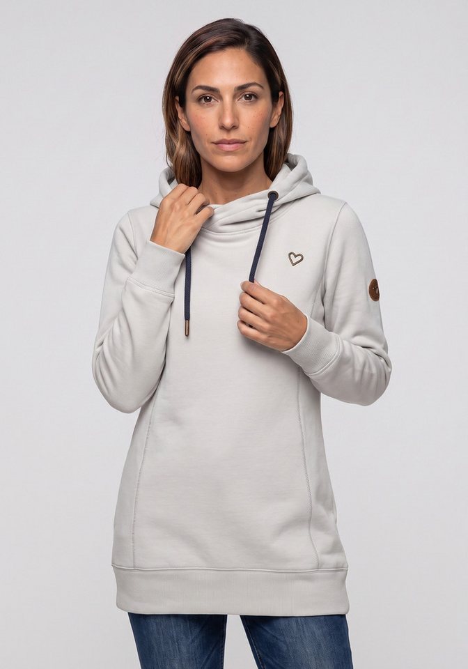 Alife & Kickin Kapuzensweatshirt AlvaAK A schlichtes Kapuzensweatshirt mit Herz-Aufnäher, länger geschnitten
