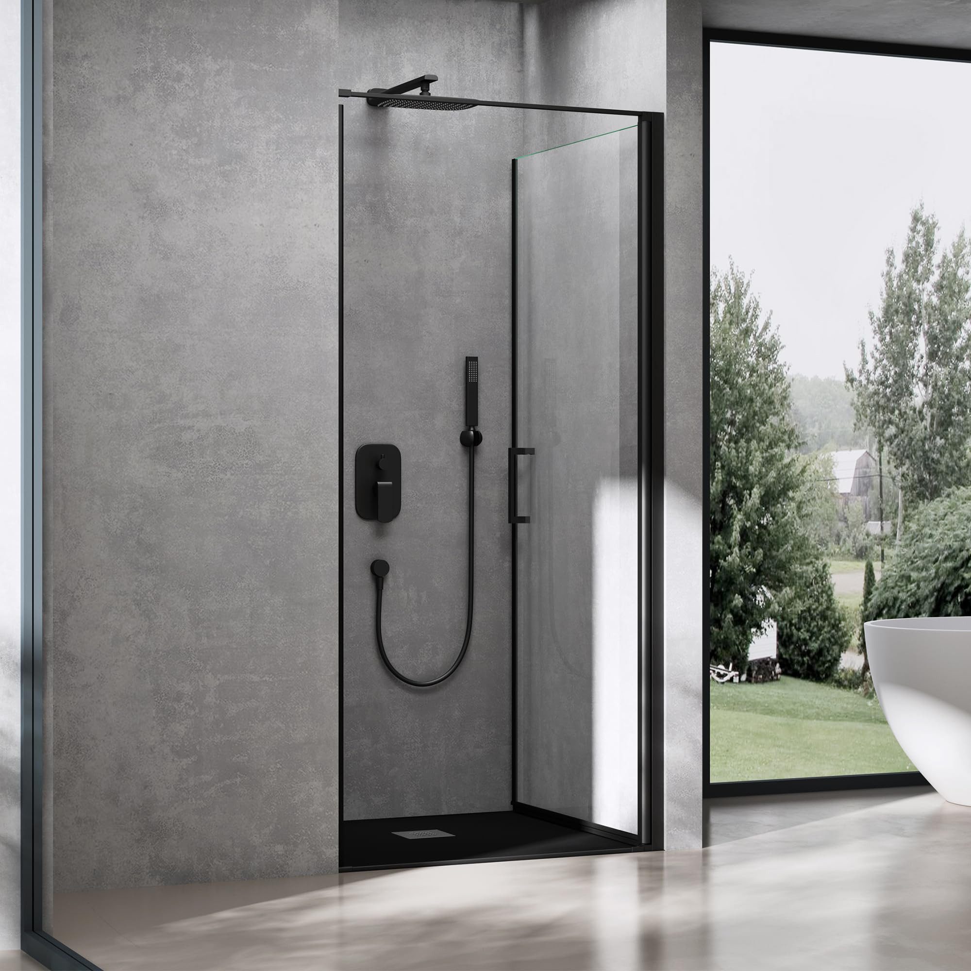 doporro Dusch-Drehtür Duschtür Nischentür dusche Duschabtrennung Duschkabine Teramo36, 75x195 cm, Einscheibensicherheitsglas