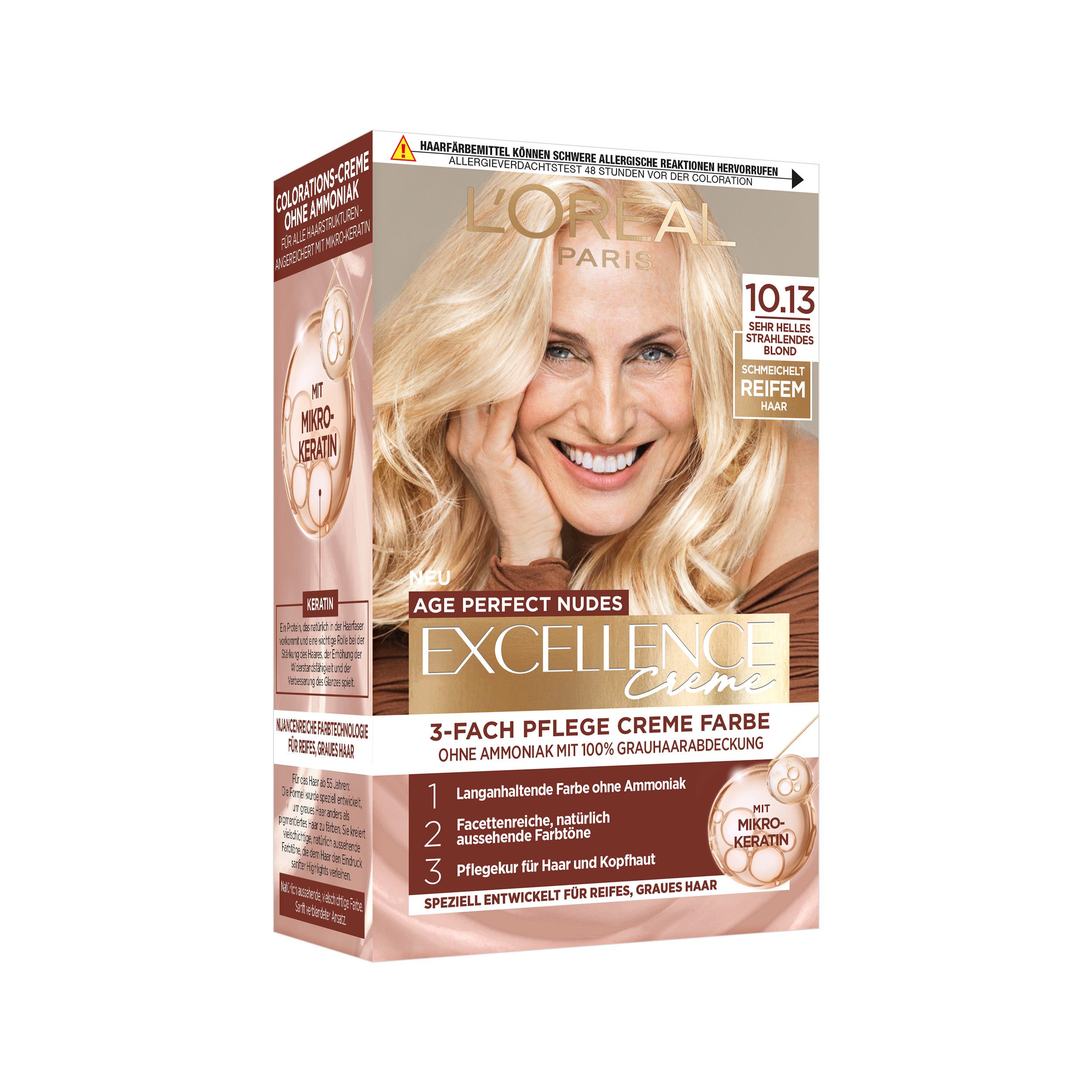 L'ORÉAL PARIS Coloration EXCELL AP NUDES 9.31 GOLD BLD GER, für graues Haar, mit hydrolysiertem Weizenprotein, große Menge 192 ml
