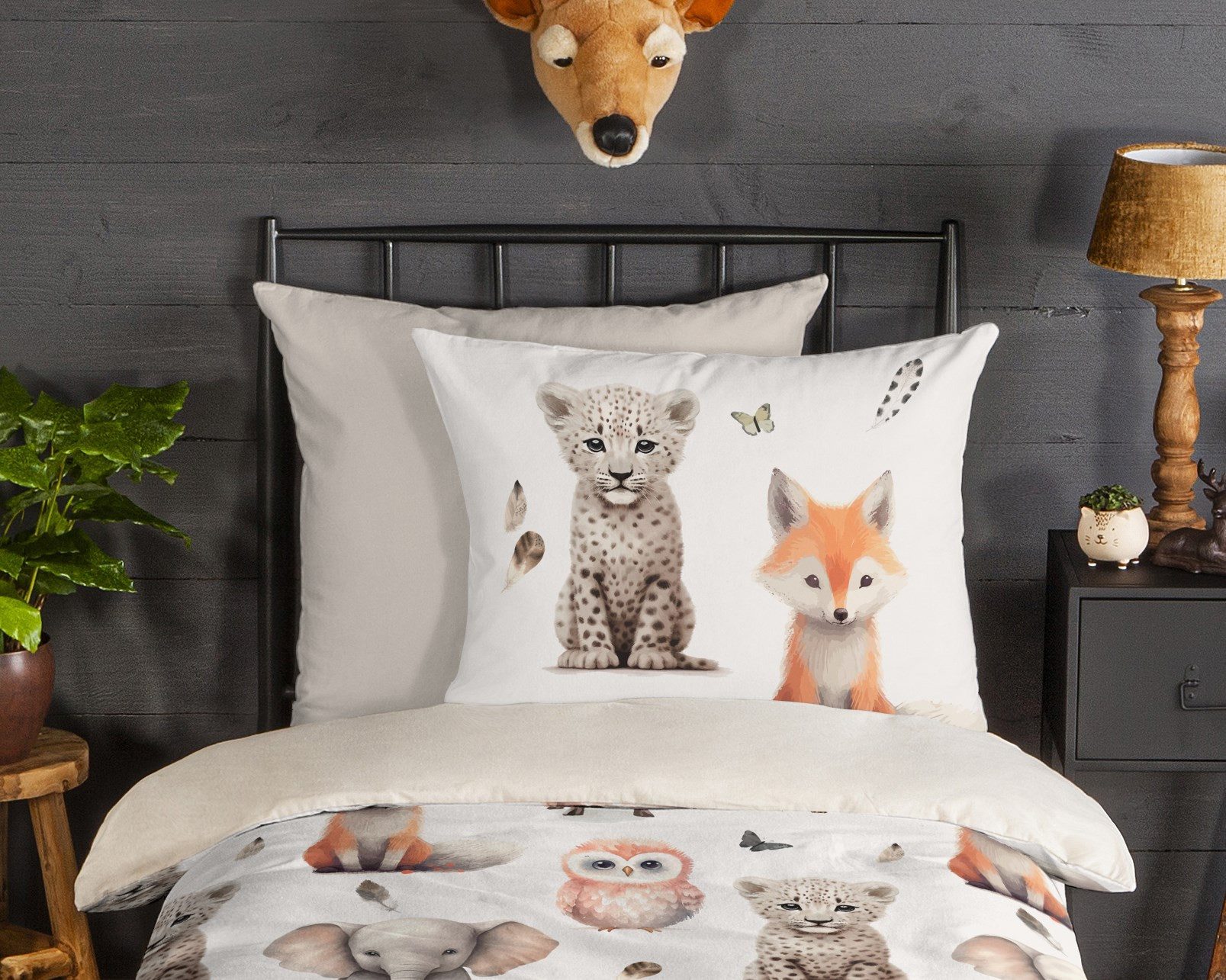 good morning Kinderbettwäsche Svenmu, Biber, Flanell, 2 teilig, Flanell Biber, 135x200, Warm, Reißverschluss, Wende, Kind, Tier – Bild 3 von 5