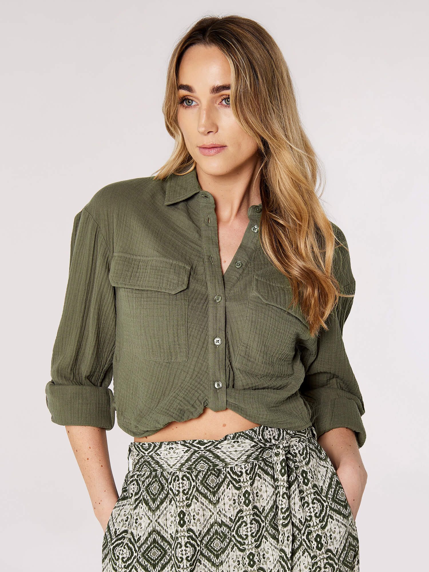 Apricot Hemdbluse Gedrehtes kurzes Hemd, mit günstig online kaufen