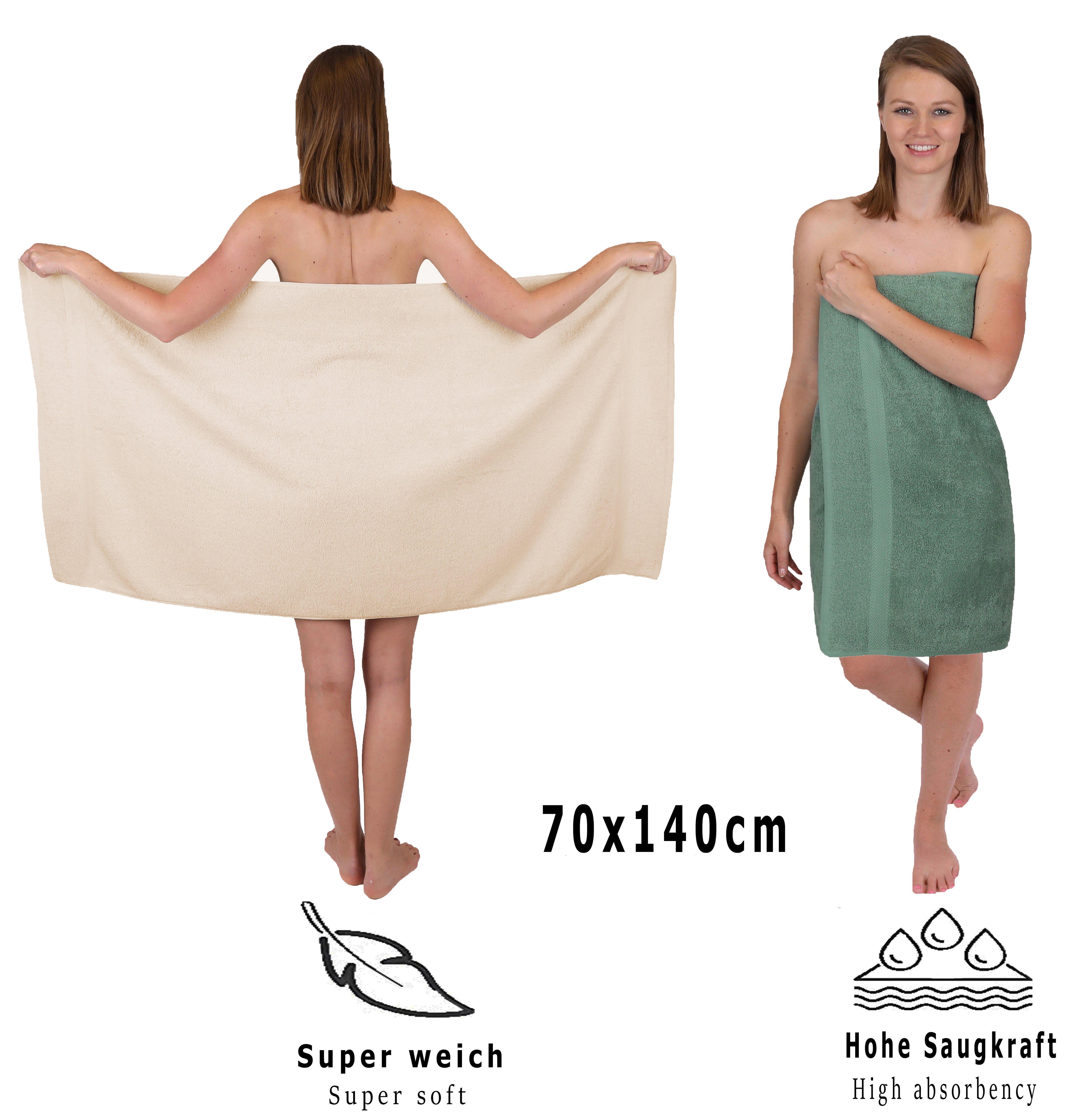 Betz Handtuch Set Farbe (12-tlg) Sand/tannengrün, 12-TLG. Baumwolle, 100% Handtuch Set Premium