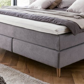 Möbelfreude Boxspringbett Boxspringbett Aurel 140x200 cm Hellgrau Uni H2, 140x200 cm Hellgrau H2, 7-Zonen Tonnentaschenfederkern Matratze & Vis