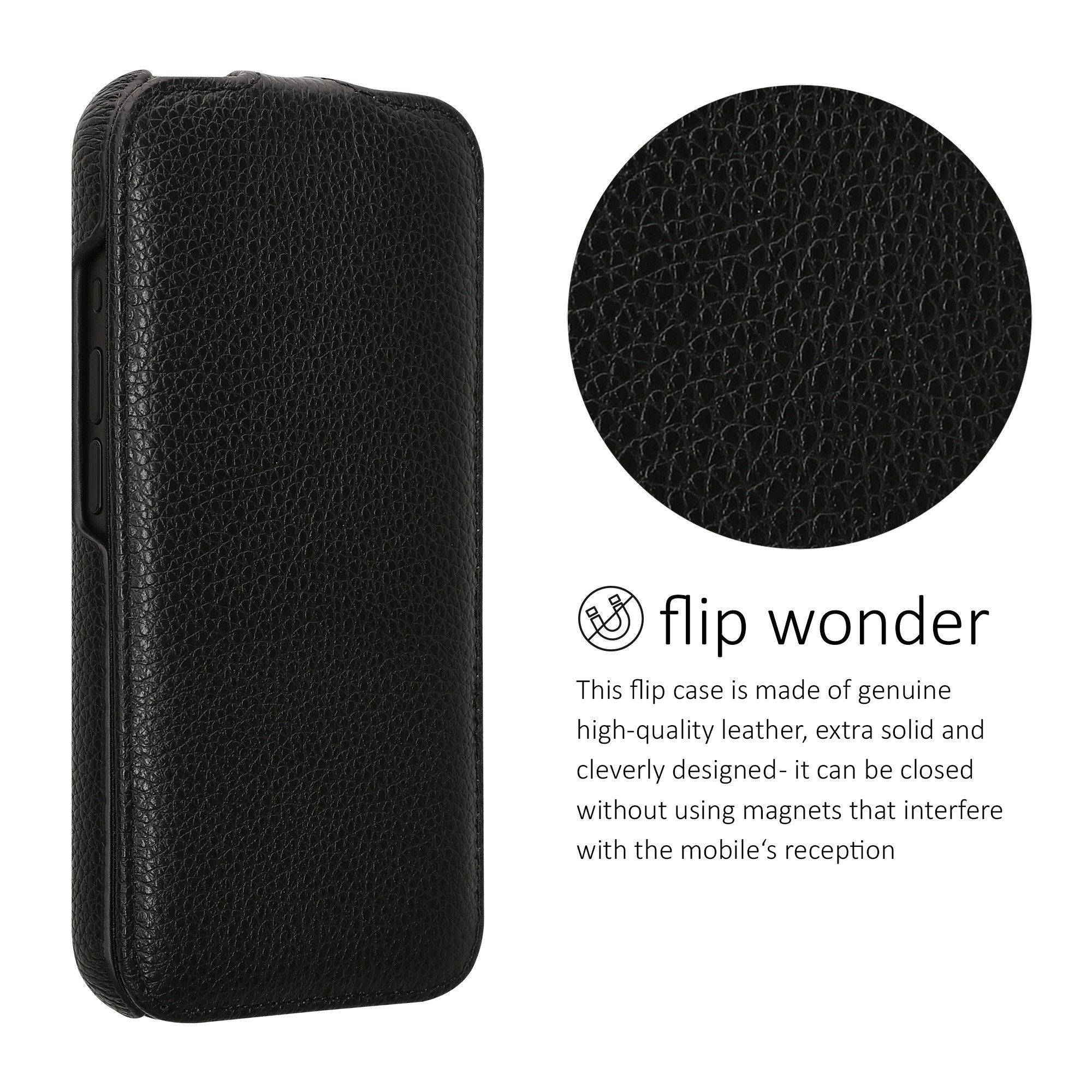 kalibri Etui Flip-Hülle Ultra Slim Tasche für Apple iPhone 16, Leder Schutzhülle Case