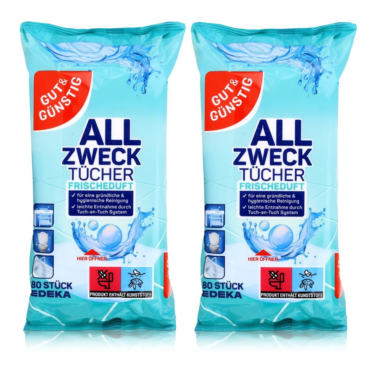 Gut & Günstig Gut & Günstig Allzwecktücher mit Frischeduft 80 Tücher (2er Pack) Reinigungstücher
