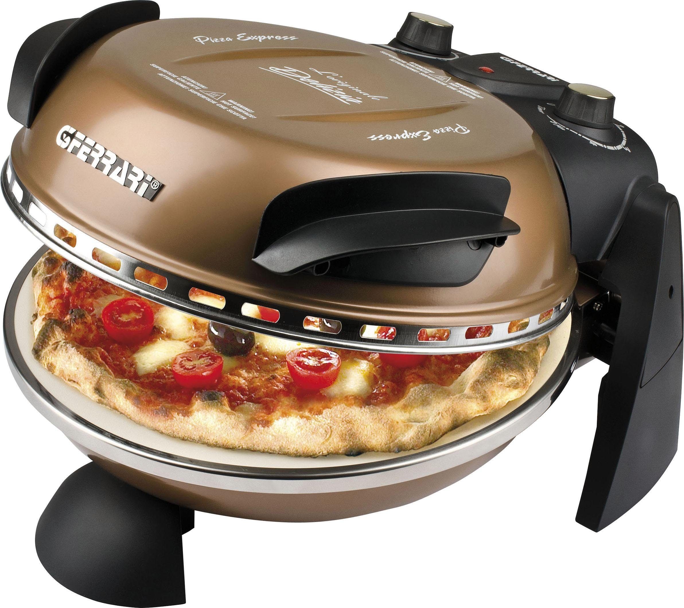G3 Ferrari Pizzaofen Delizia G1000608 kupfer inkl. Pizzaschaufel + Rezeptheft, bis 400 °C mit Pizzastein – die Ikone unter den Pizzaöfen