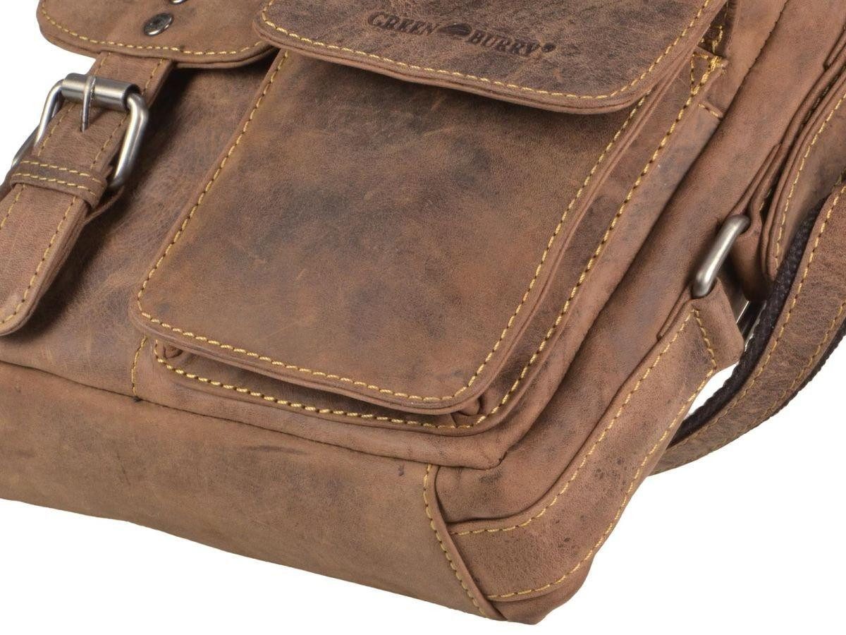 Greenburry Umhängetasche Vintage, used Look, Schultertasche 23x29cm, Messengerbag, antikbraun