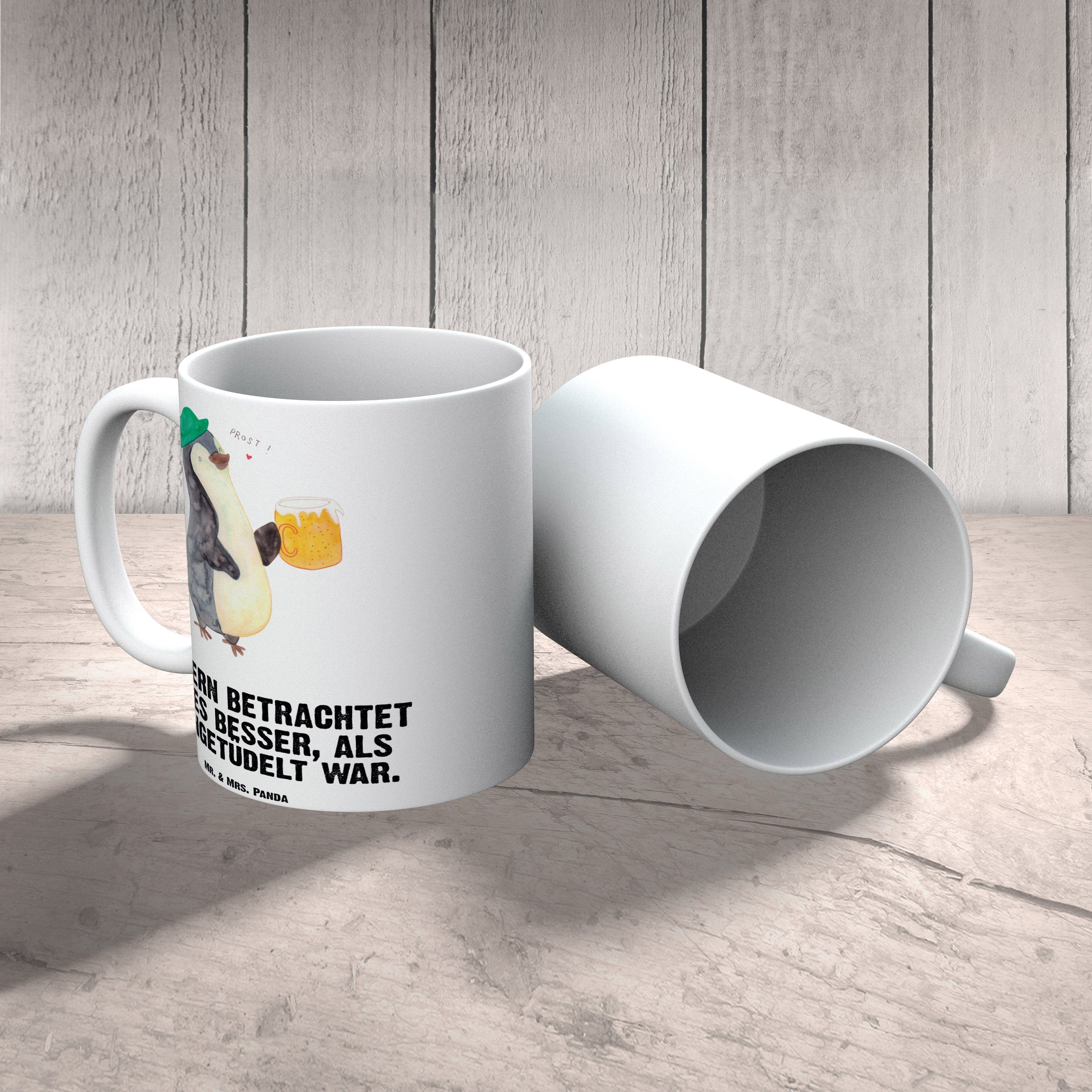 Mr. & Mrs. Panda Tasse Pinguin Bier - Weiß - Geschenk, beschwippst, Bierchen, XL Tasse, XL B, XL Tasse Keramik