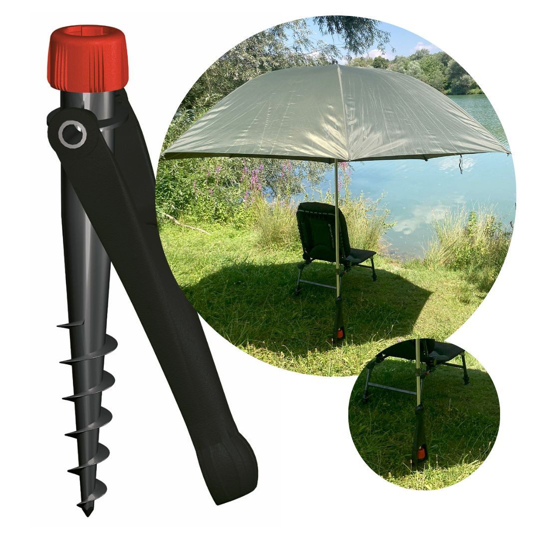 Krinner Schirmhalter Vario Drill Schwarz Sonnenschirmständer für Strand und Wiese, für Stöcke bis Ø 32 mm, 1 tlg.