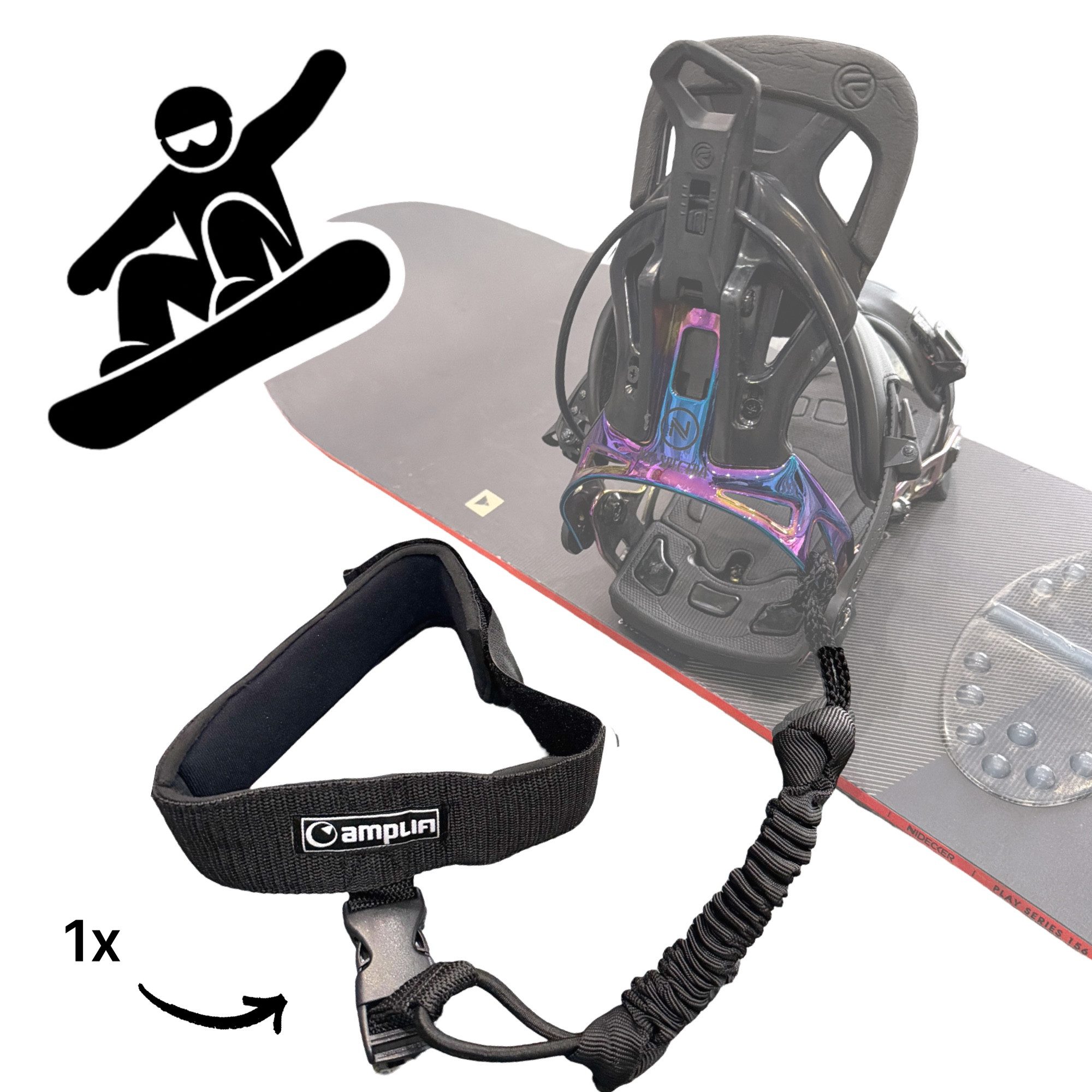 Amplifi Ski- und Snowboardträger Amplifi Web Leash Pro Snowboard Snowscooter Safty Sicherungsseil Blk