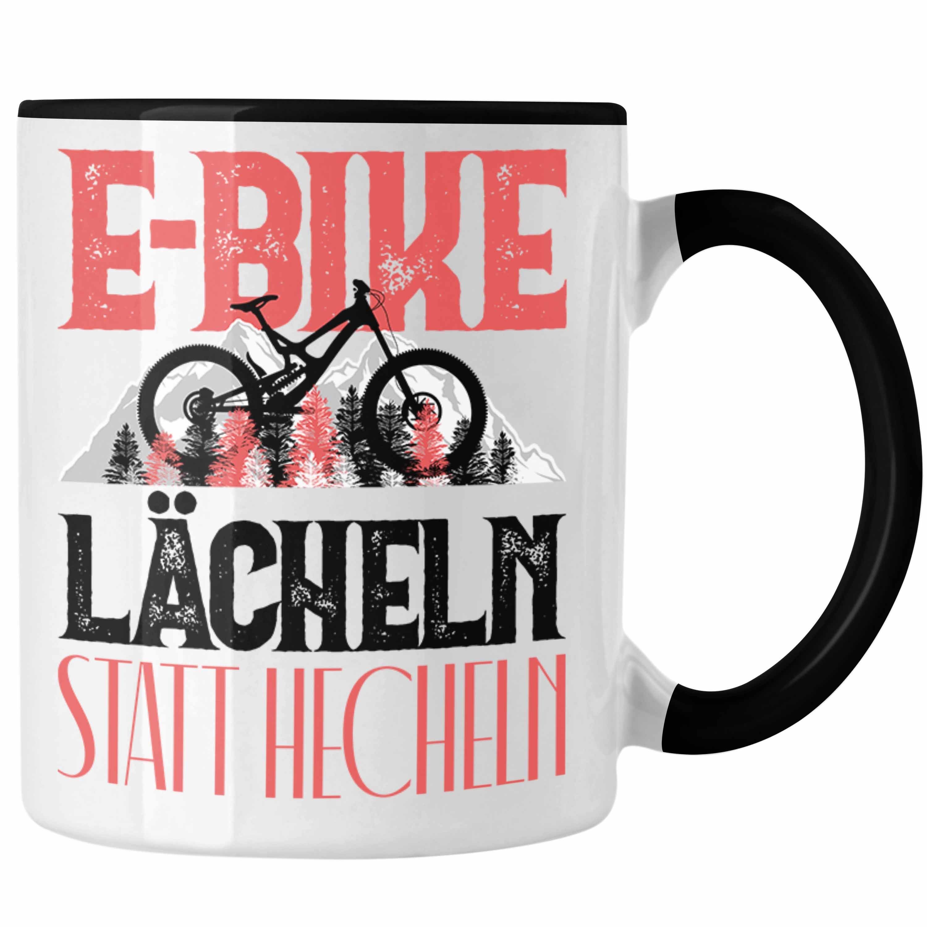 Tasse Trendation - E-Bike Fahrer Tasse Geschenk Lächeln Statt Hecheln Lustig