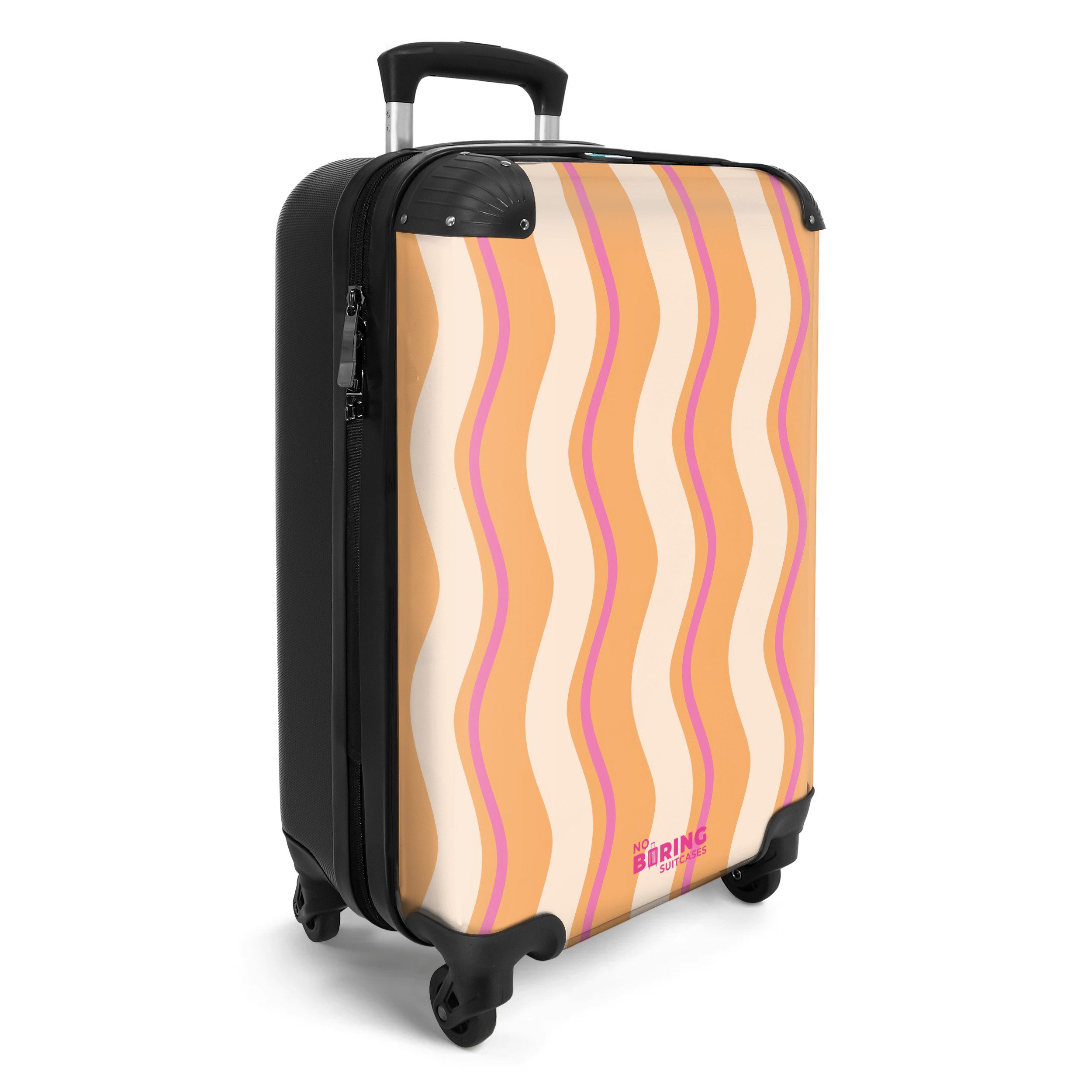 NoBoringSuitcases.com© Hartschalen-Trolley Wellenförmige Streifen in Orange günstig online kaufen
