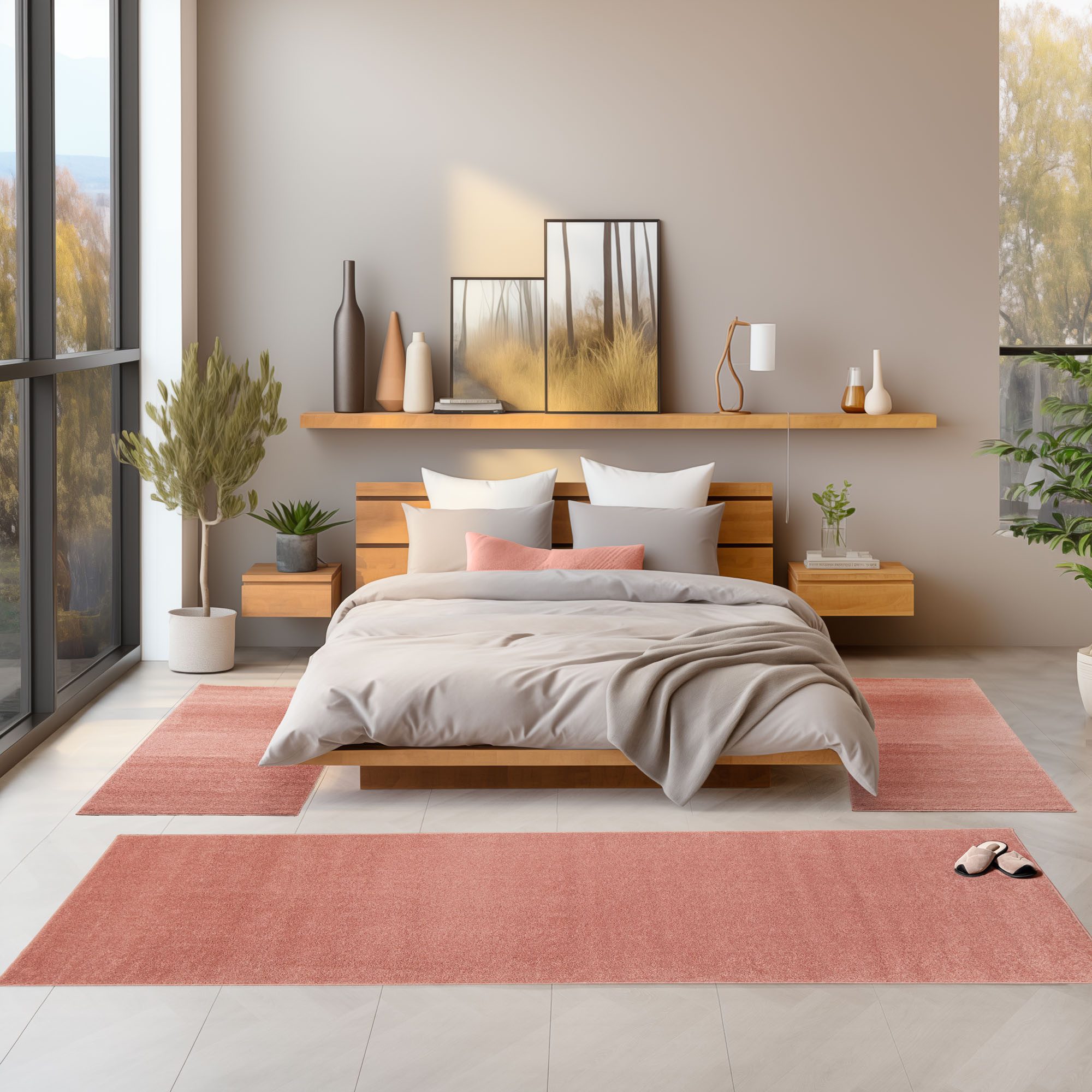 SIMPEX24 Kurzflor-Bettumrandung Unicolor - Einfarbig, Höhe 11 mm, (Bett-Set günstig online kaufen